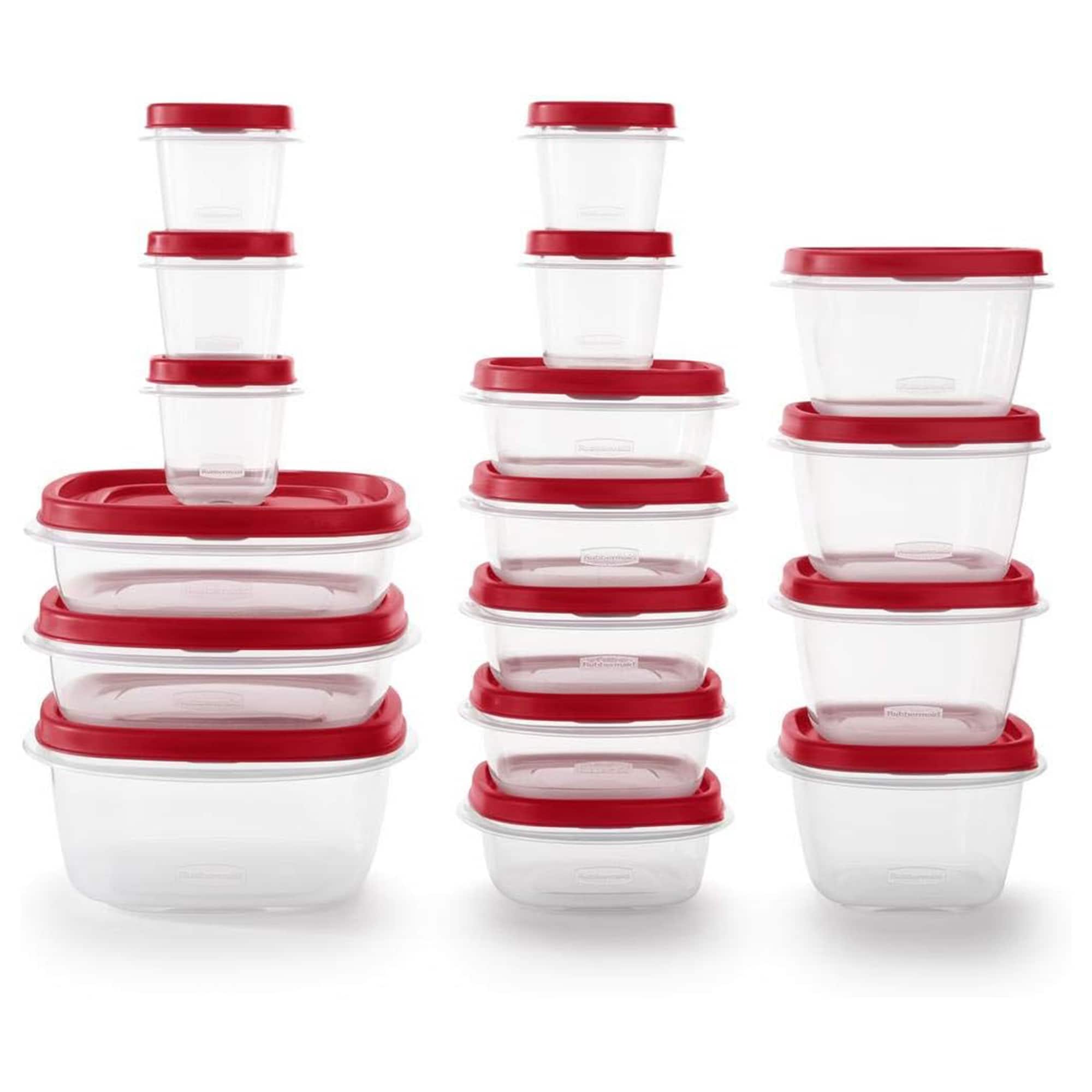 Rubbermaid  Clear Food Storage and Organization Container Set w/ Lid 17 Pack Red