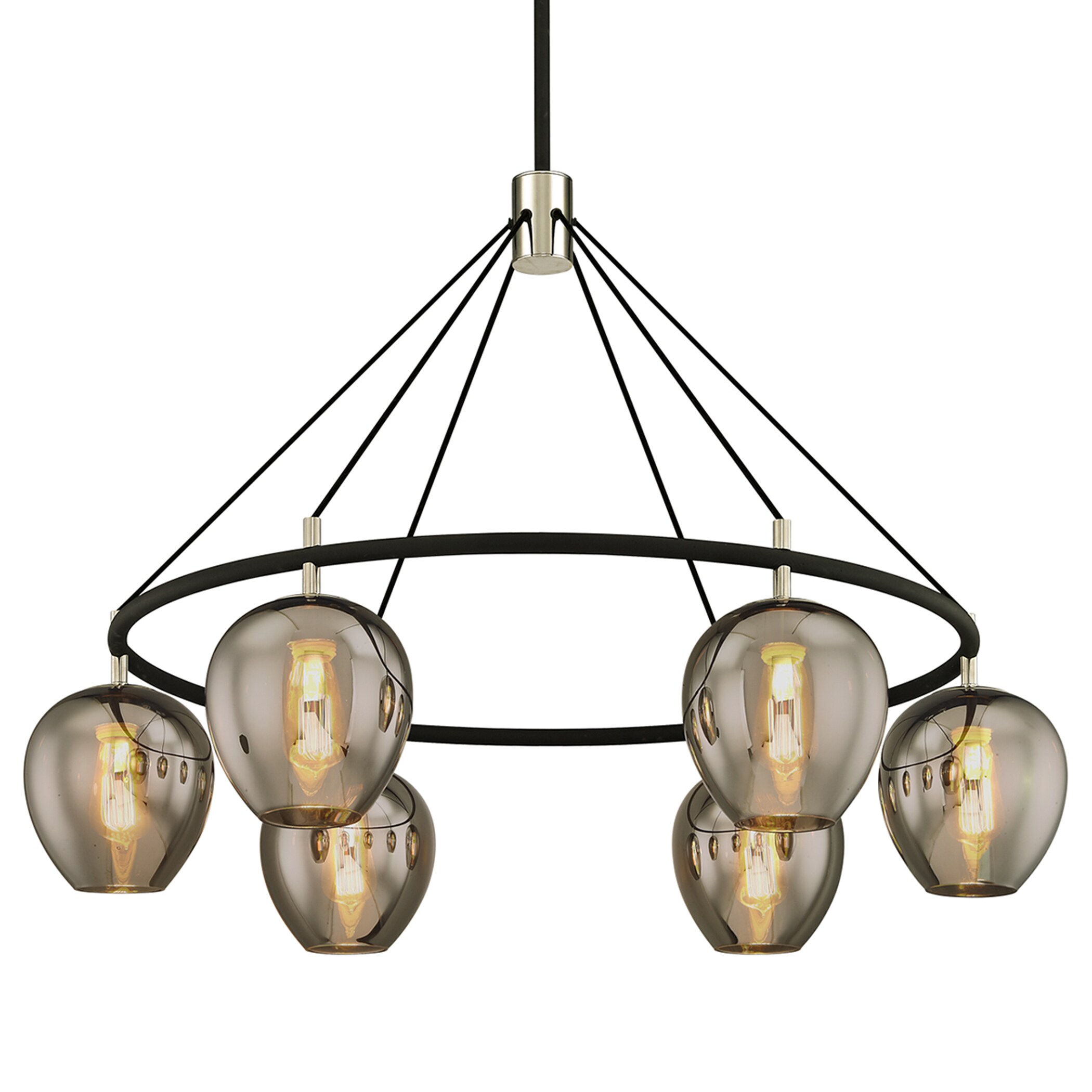 Troy Lighting F6216 Iliad 6-Light Carbide Black Transitional Geometric Hanging Pendant Light
