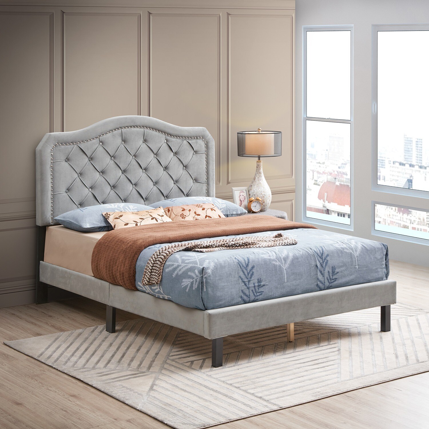 JASMODER W31128433 Gray Queen Composite Platform Bed
