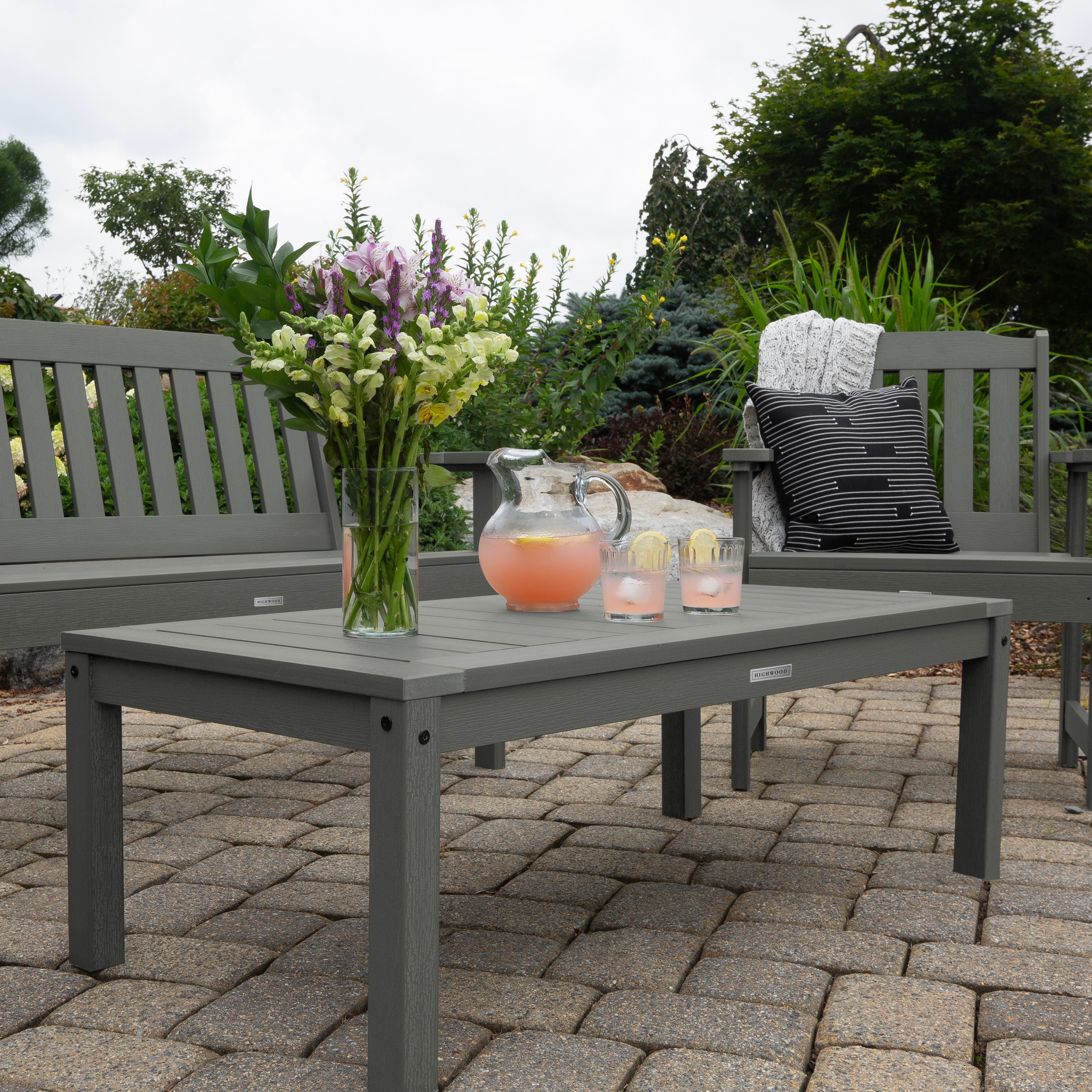 highwood AD-DSCT1-CGE The Adirondack Collection Rectangle Outdoor Coffee Table 24-in W x 48-in L