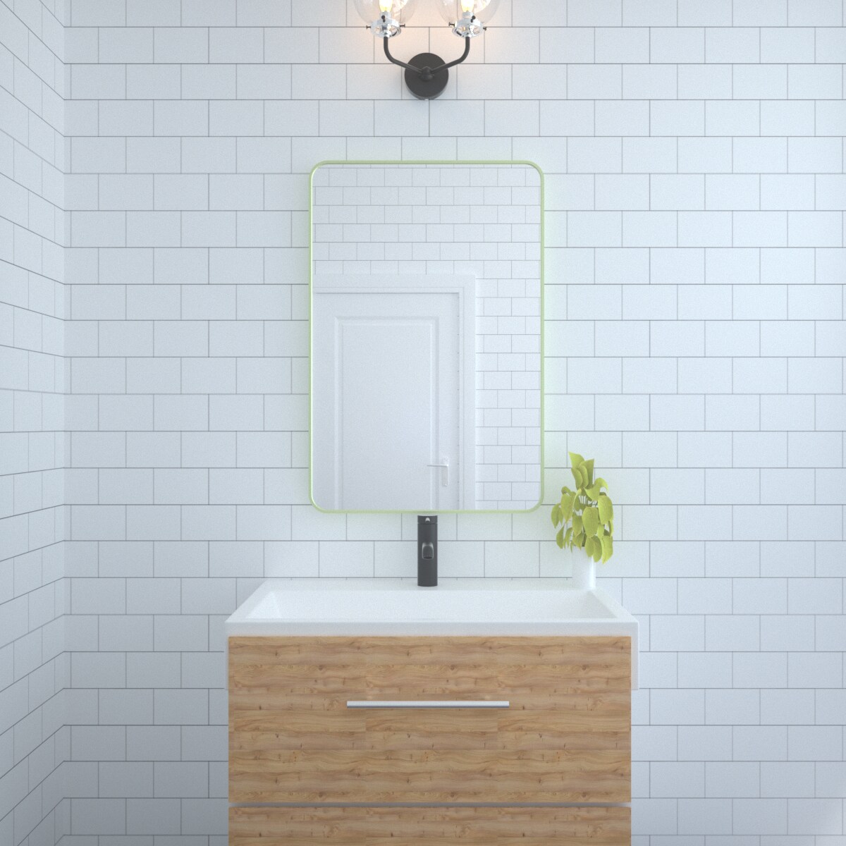 Forclover TAK-FMR2436MG 24-in x 36-in Beveled Rectangle Bathroom Vanity Mirror ( Green )