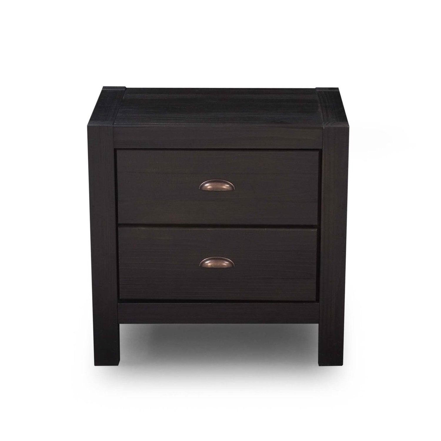 Slickblue - Farmhouse Style Solid Pine Wood 2-Drawer Nightstand Bedside Table for Bedroom Guest R...
