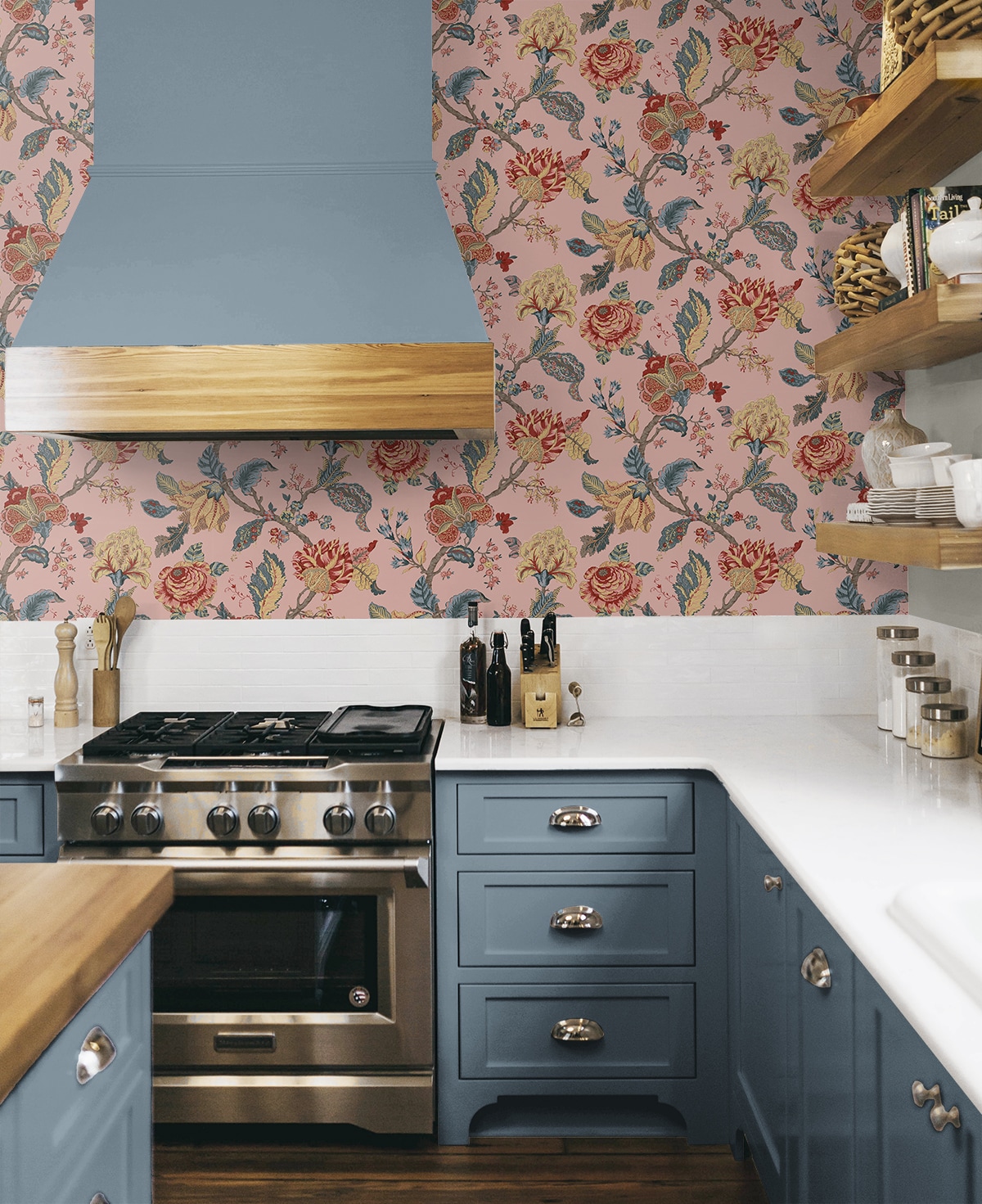 Blush Floral Jacobean Peel and Stick Wallpaper