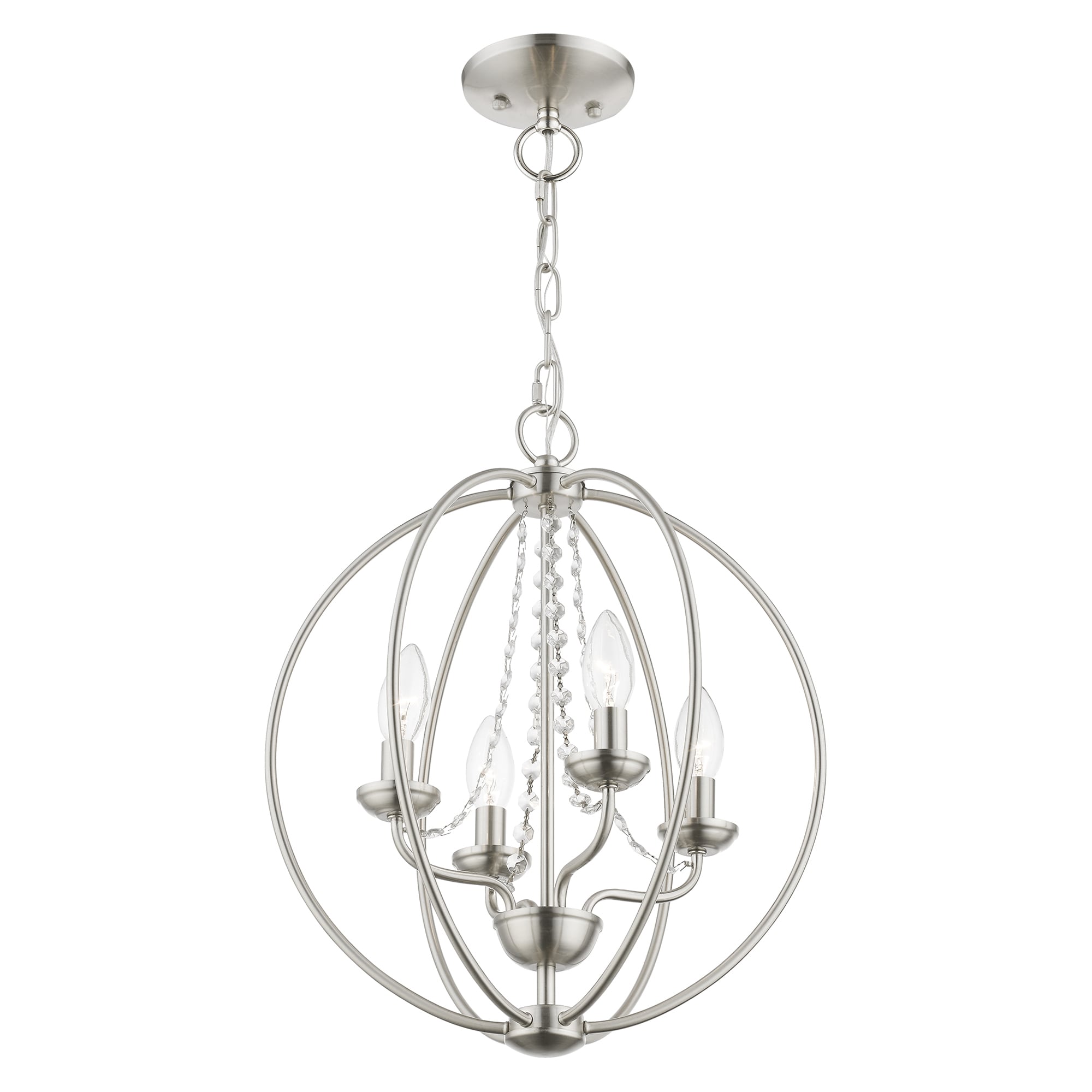 Arabella Brushed Nickel and Crystal 4-Light Chandelier