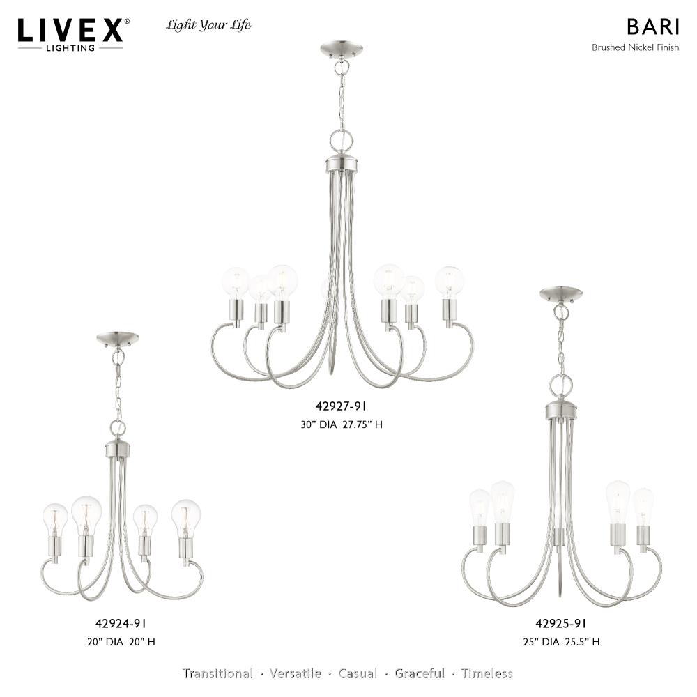 Elegant Brushed Nickel 5-Light Chandelier with Crystal Accents