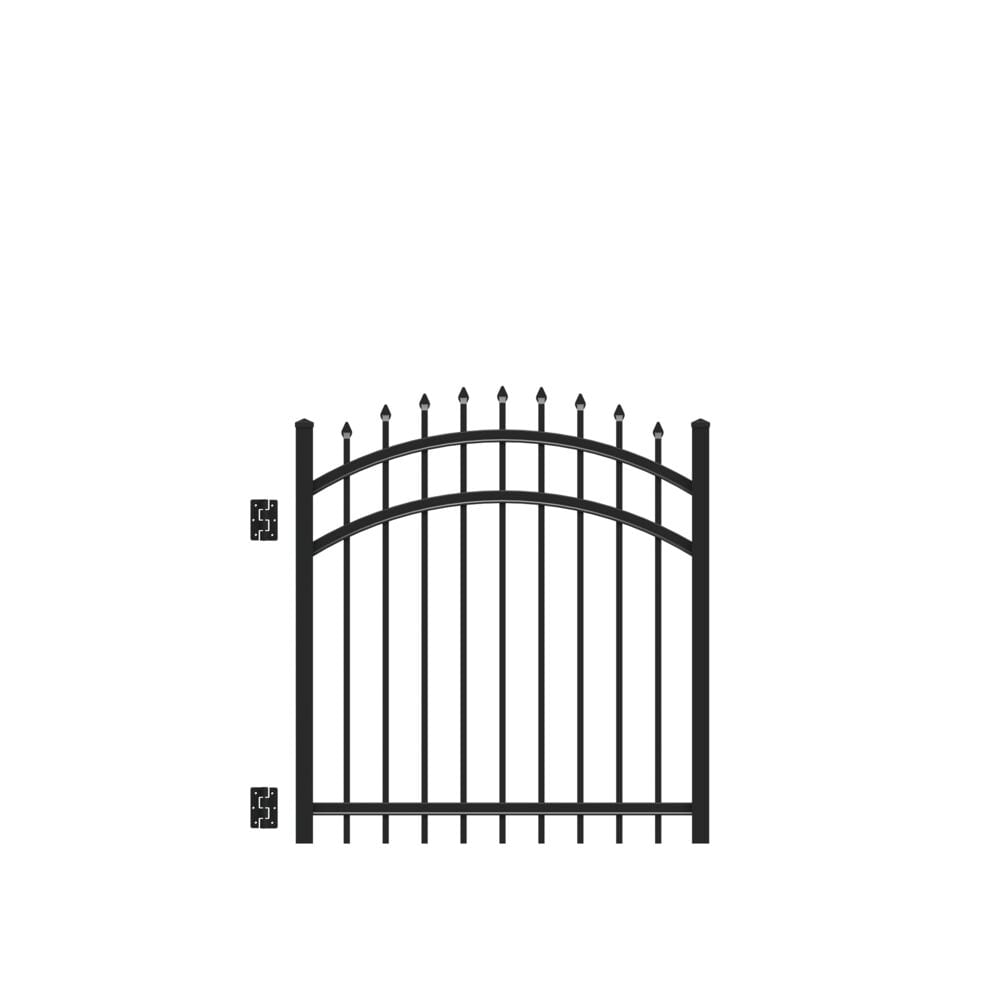Freedom 73010243 Providence 4-ft H x 4-ft W Black Aluminum Decorative Walk-thru Spaced picket Fence gate