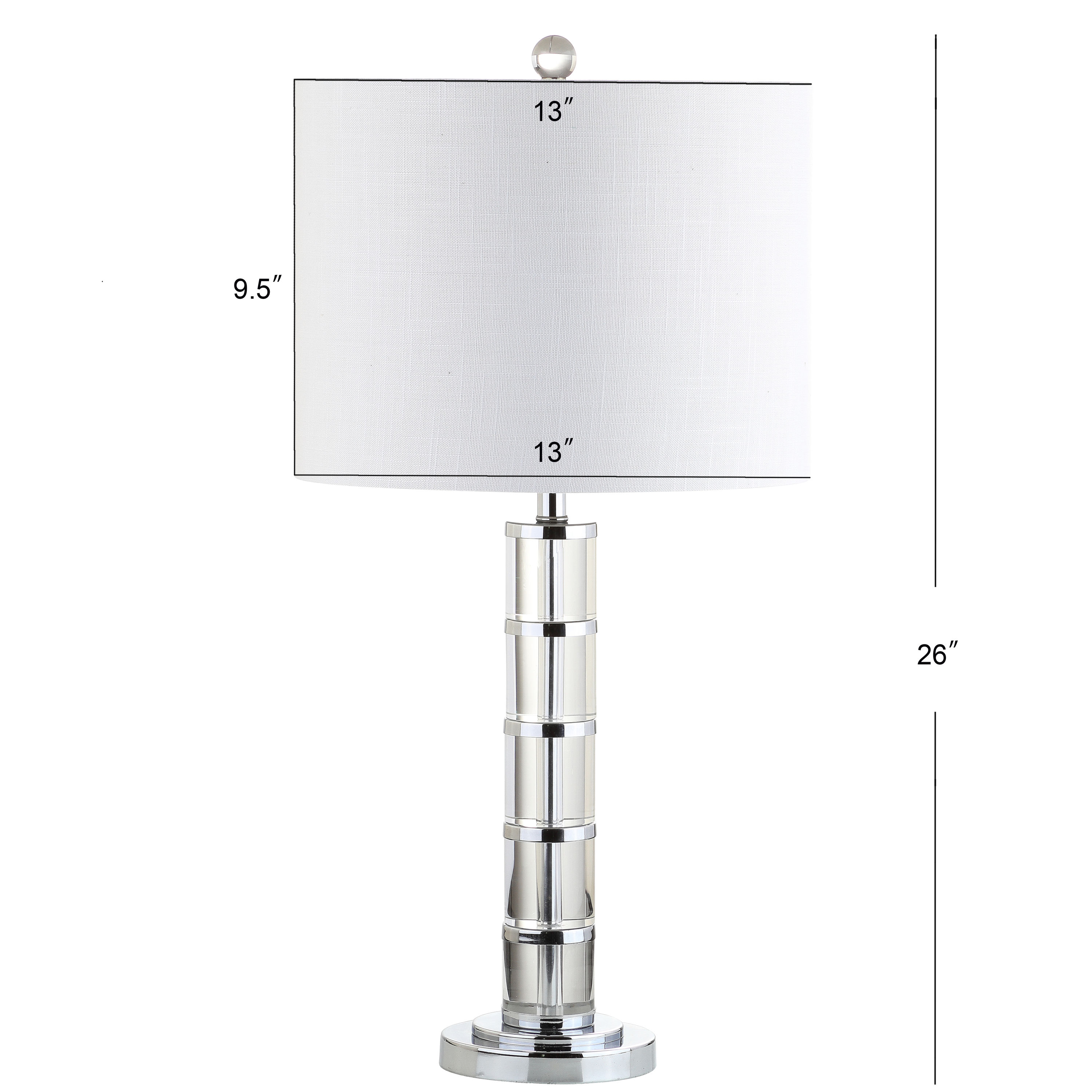 Hailey 26" Antique Crystal & Chrome Table Lamp with White Linen Shade