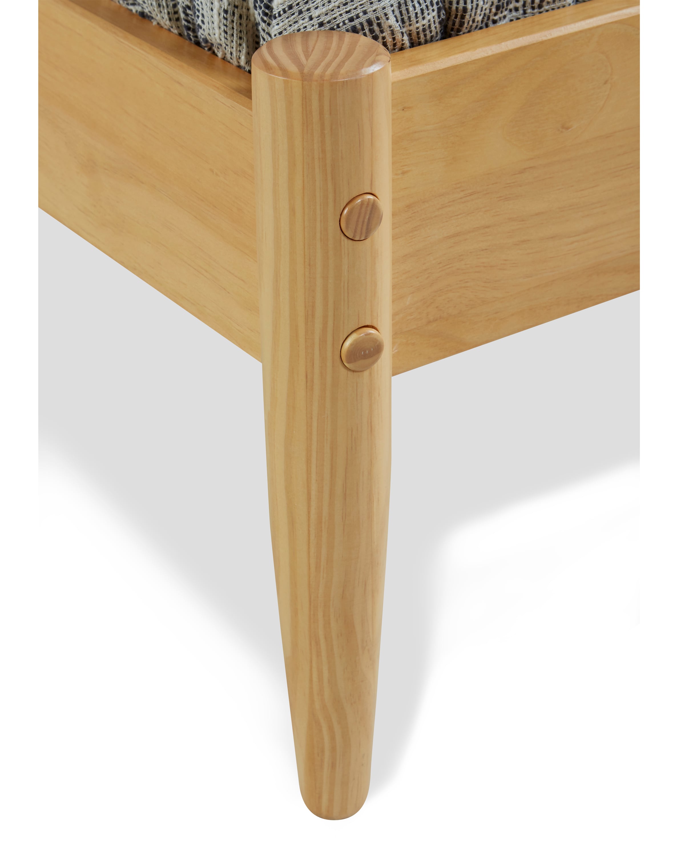 Scandinavian Oak Full Panel Mid-Century Modern Bed with Pine Frame