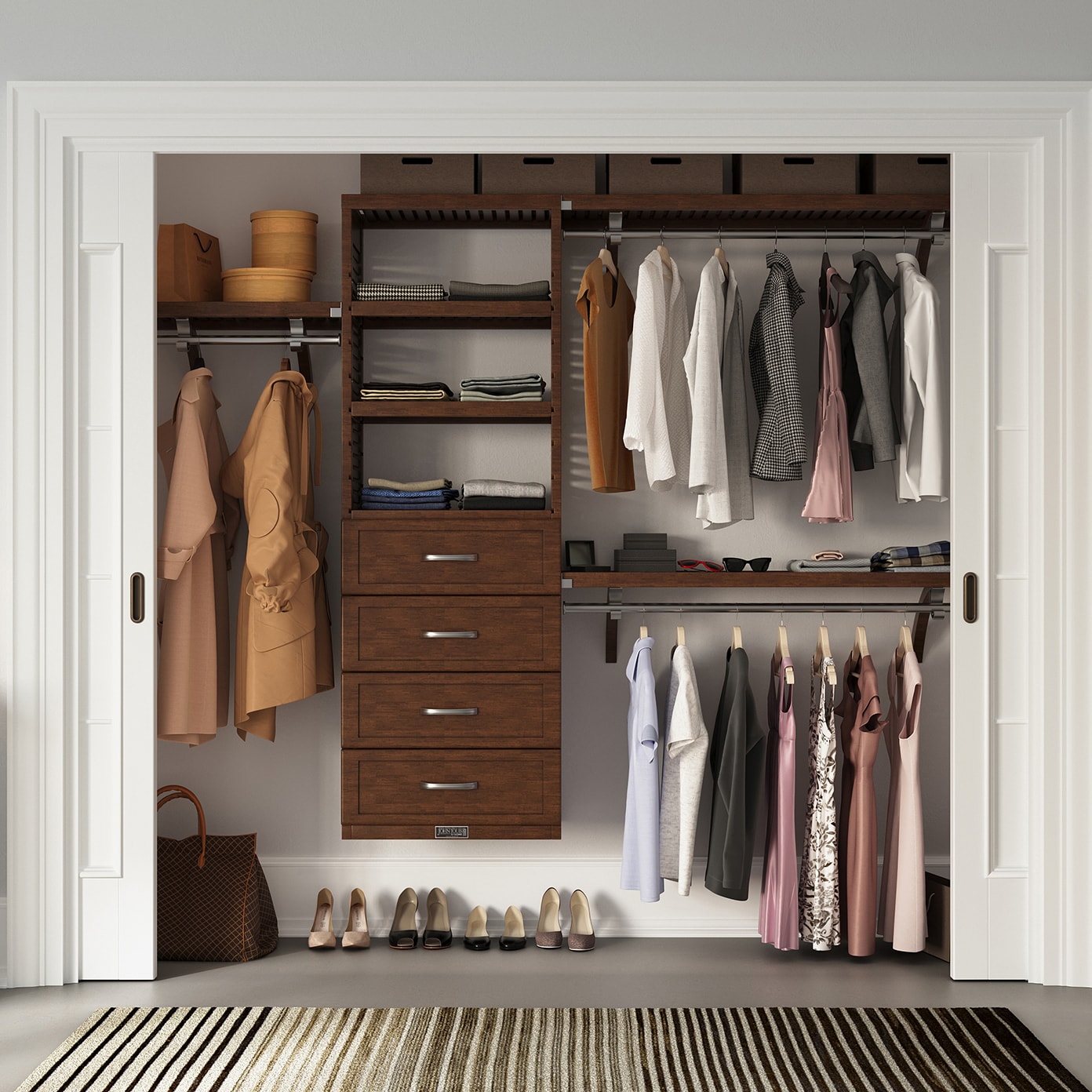 John Louis Home JLH-344SH-CH 4-Feet to 10-Feet W x 7-Feet H Chestnut Ventilated Shelving Wood Closet System