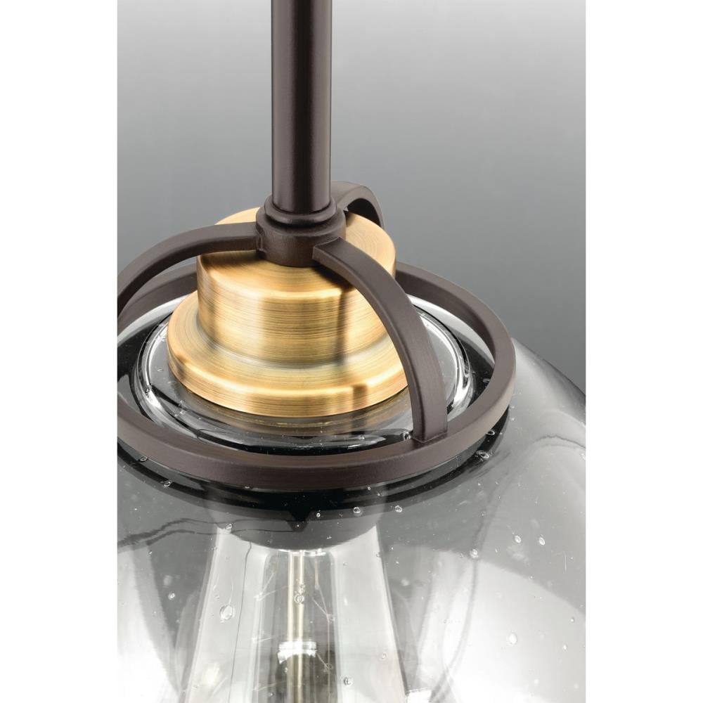 Chronicle Seeded Glass Globe Mini Pendant in Polished Nickel and Bronze
