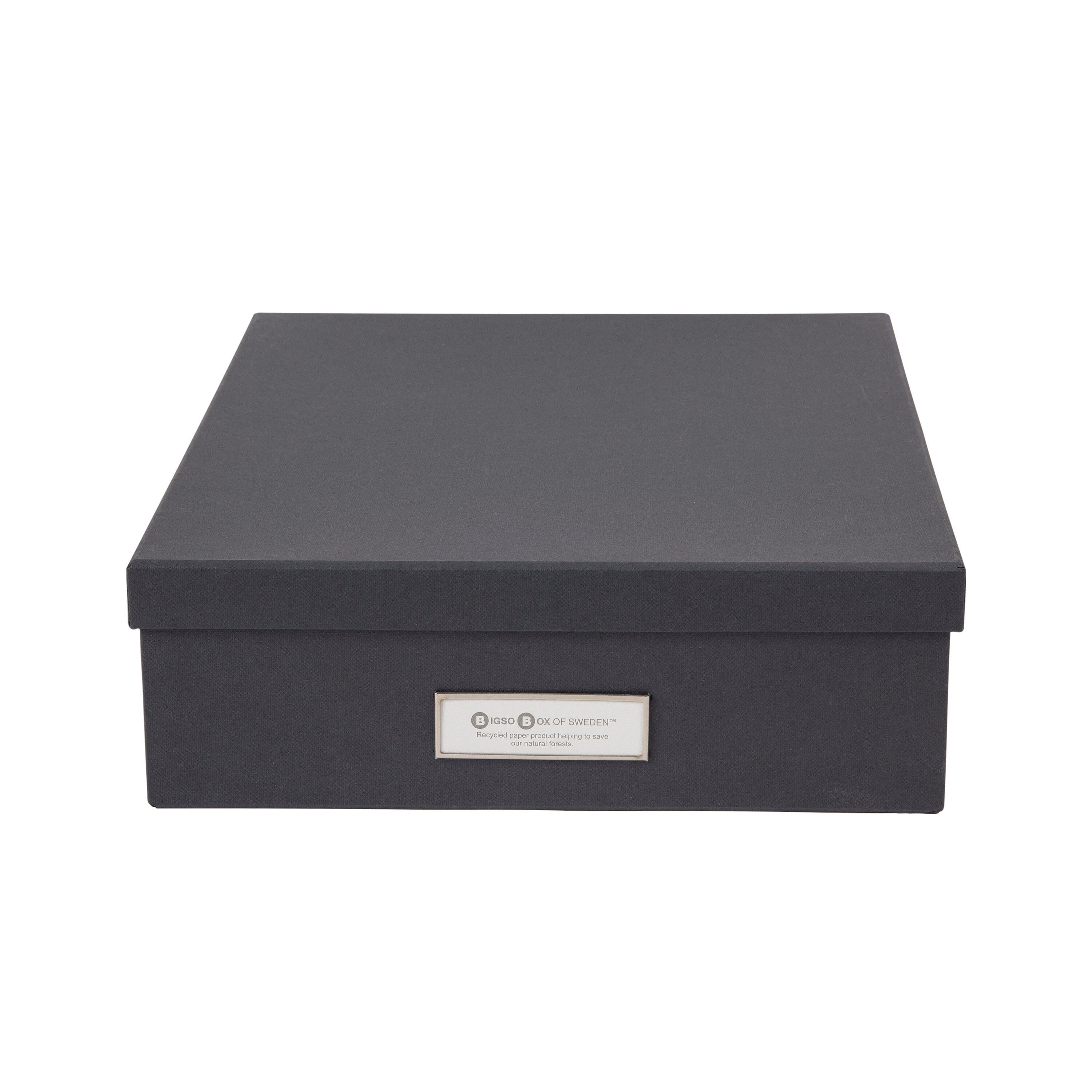 BIGSO BOX OF SWEDEN 945145641-X3 3-Pack Oskar 10.2-in W x 3.4-in H x 13.8-in D Dark Grey Paper Stackable Bin