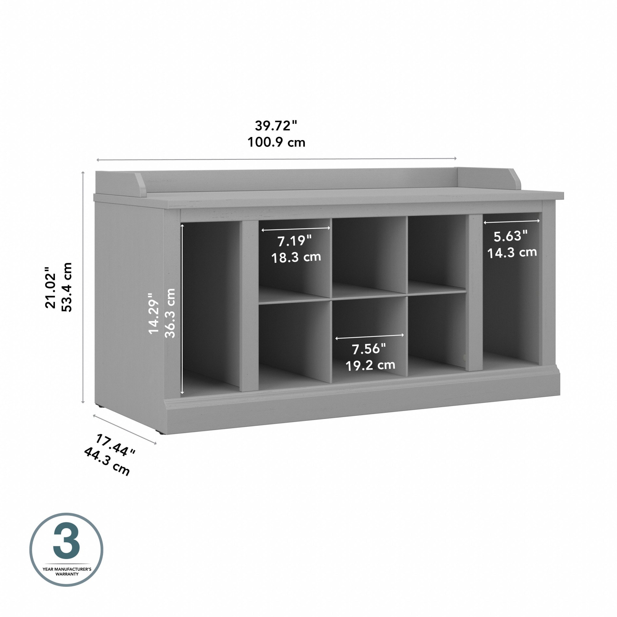 Cape Cod Gray Engineered Wood Shoe Storage Bench with Shelves