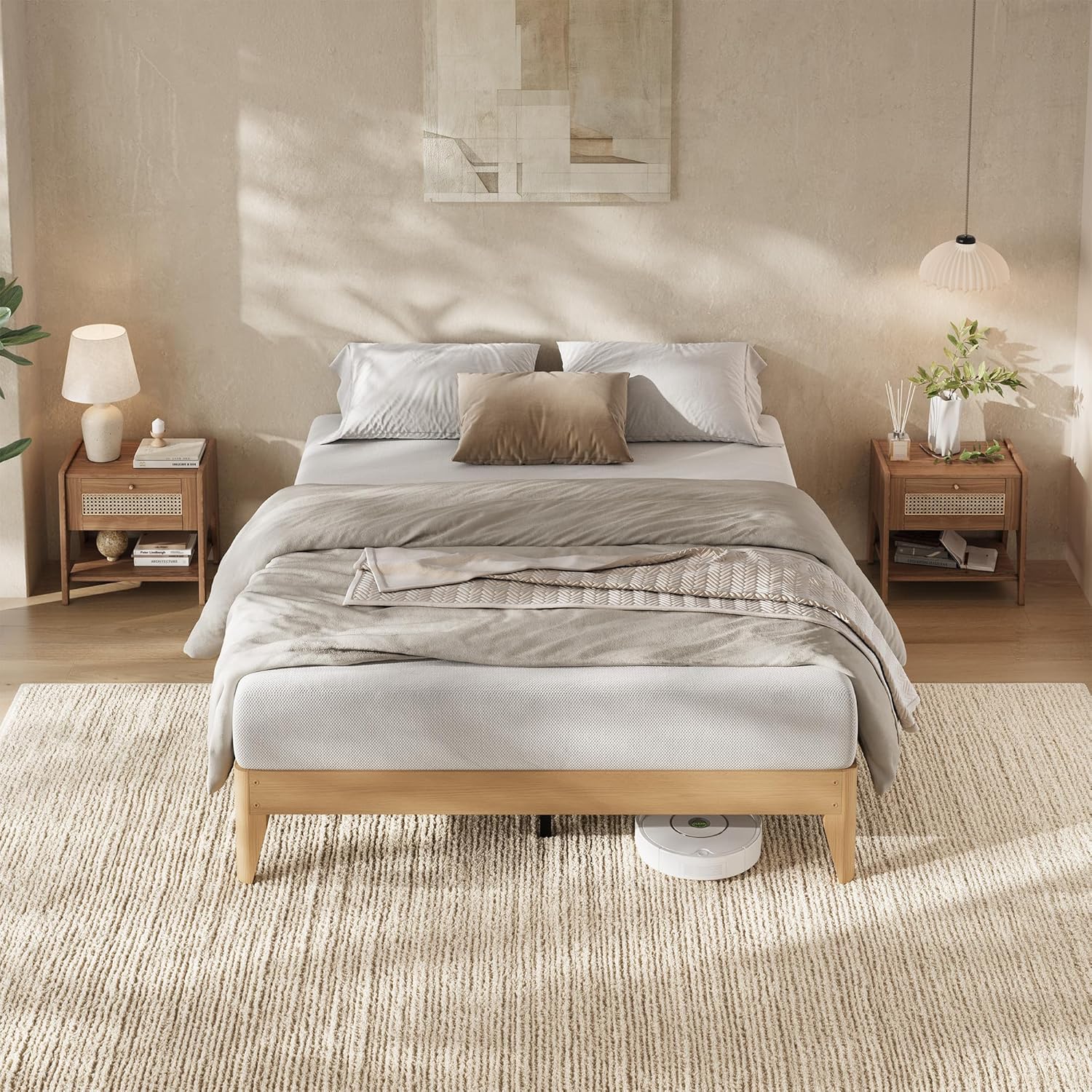 GAOMON Full Size Bed Frame- 11.8 Inch Wood Platform Bedframe with ...