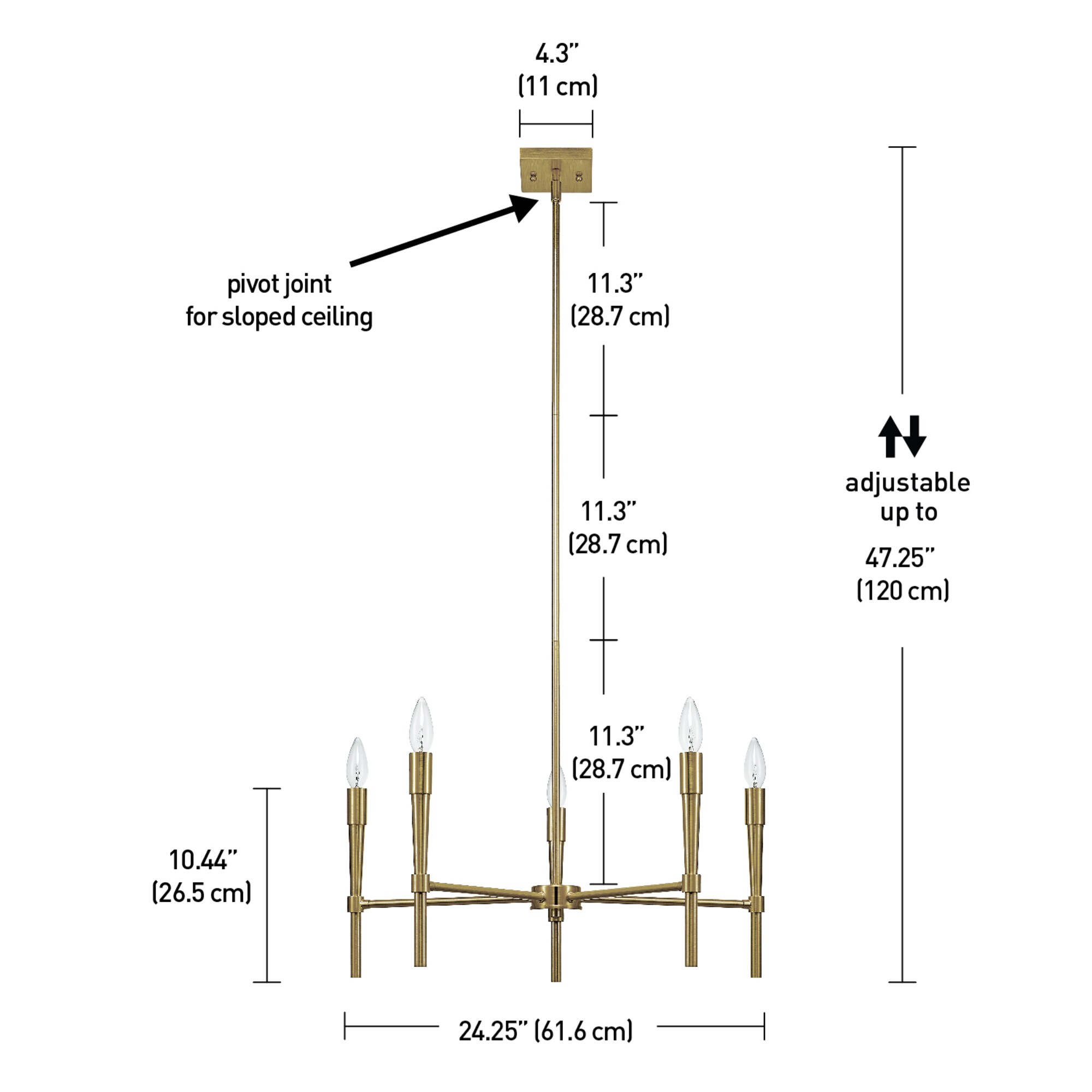 Globe Electric Elena 5-Light Brass, Brushed Finish Modern/Contemporary ...