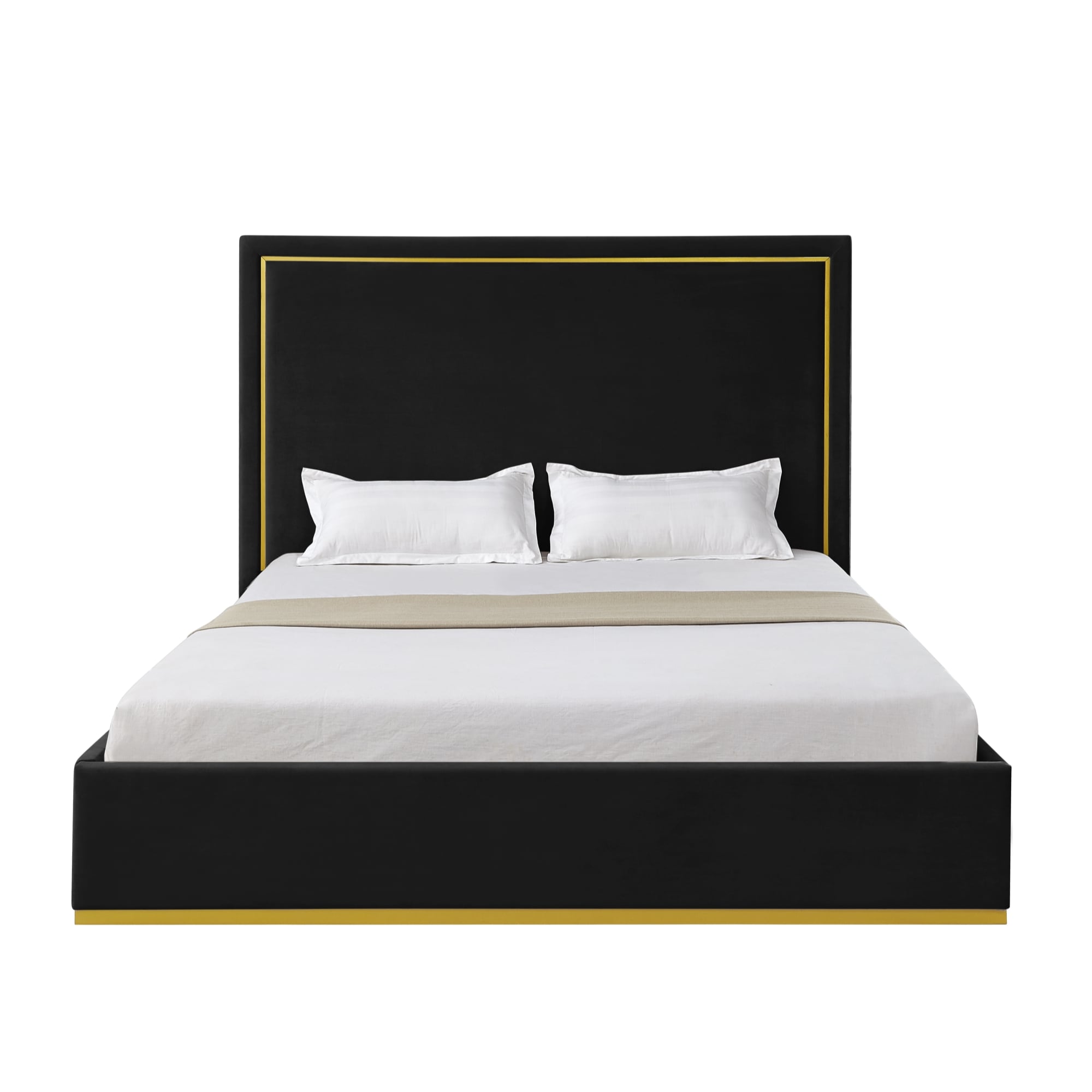Inspired Home BD417-02BKQ-LS Black Queen Wood Platform Bed