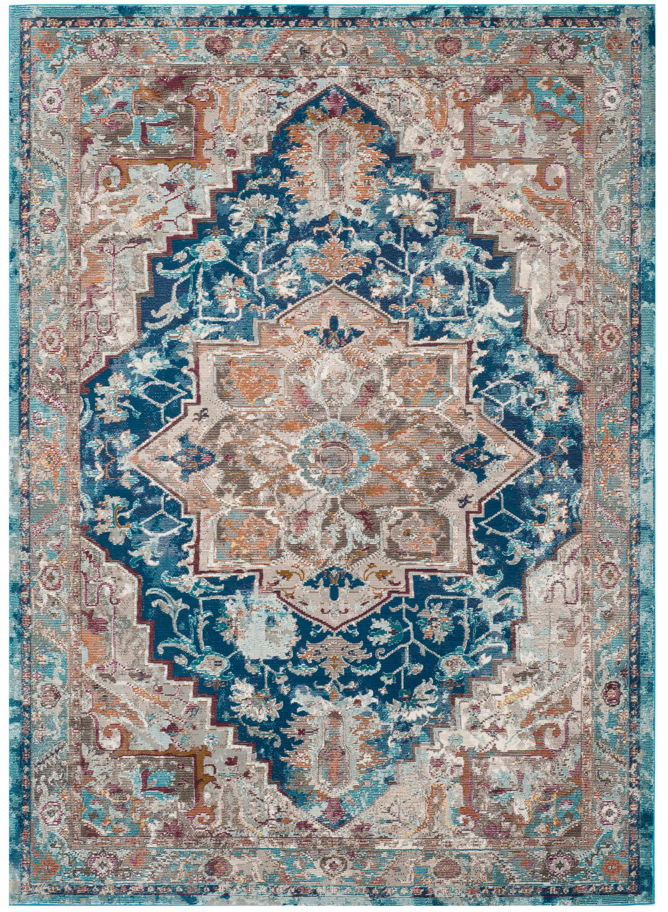 Safavieh ARA119B-5 Aria Rionach 5 x 8 (ft) Loomed Polypropylene Blue/Beige Rectangular Indoor Floral/Botanical Bohemian/Eclectic Area rug
