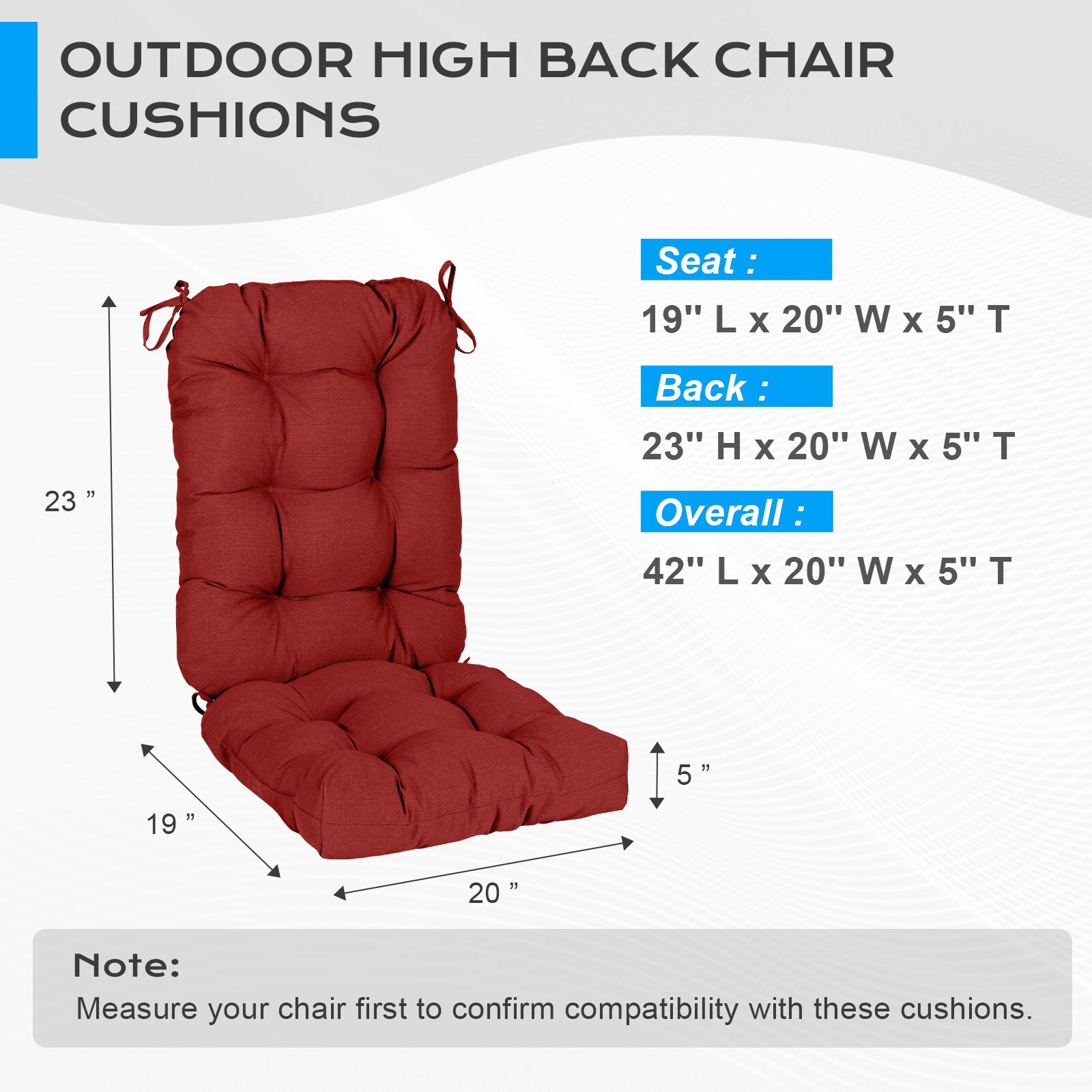 Aoodor A376-PRDRD Patio-Furniture-Cushions - View #2