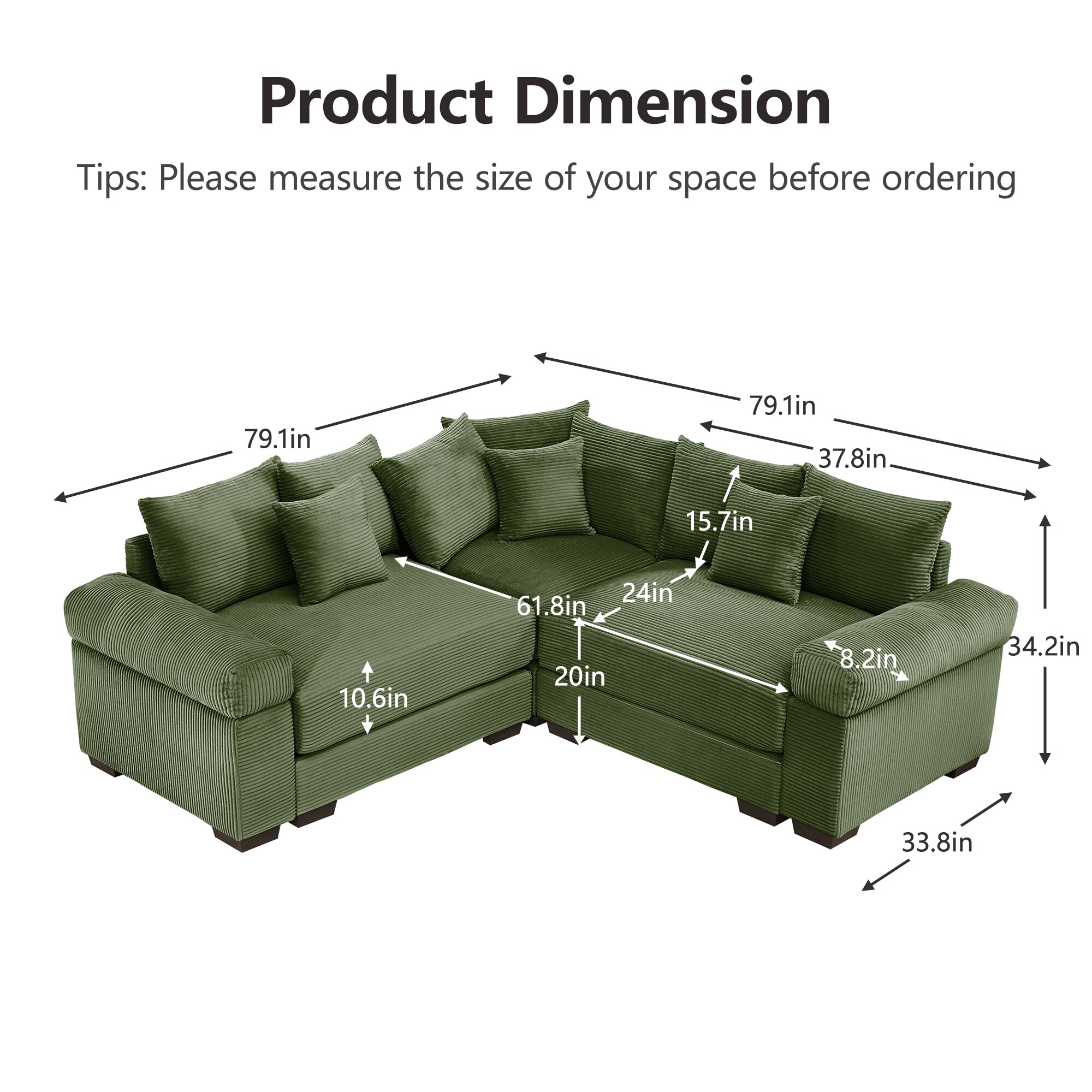 Homy Casa OCMSCL GR Sofas-Loveseats - View #2