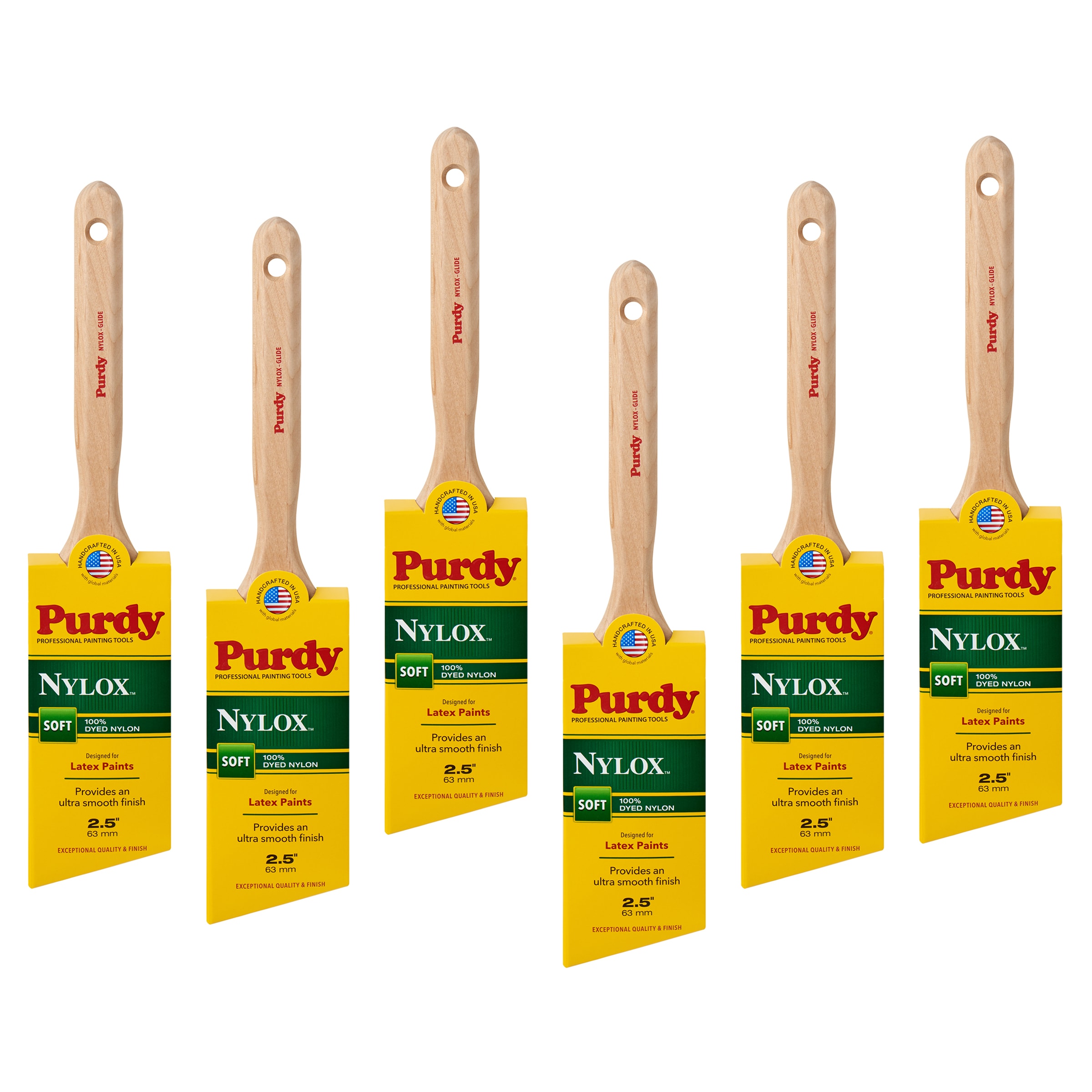 Purdy 144152225SOS Nylox 2-1/2-in Reusable Nylon Angle Trim brush 6 -Pack
