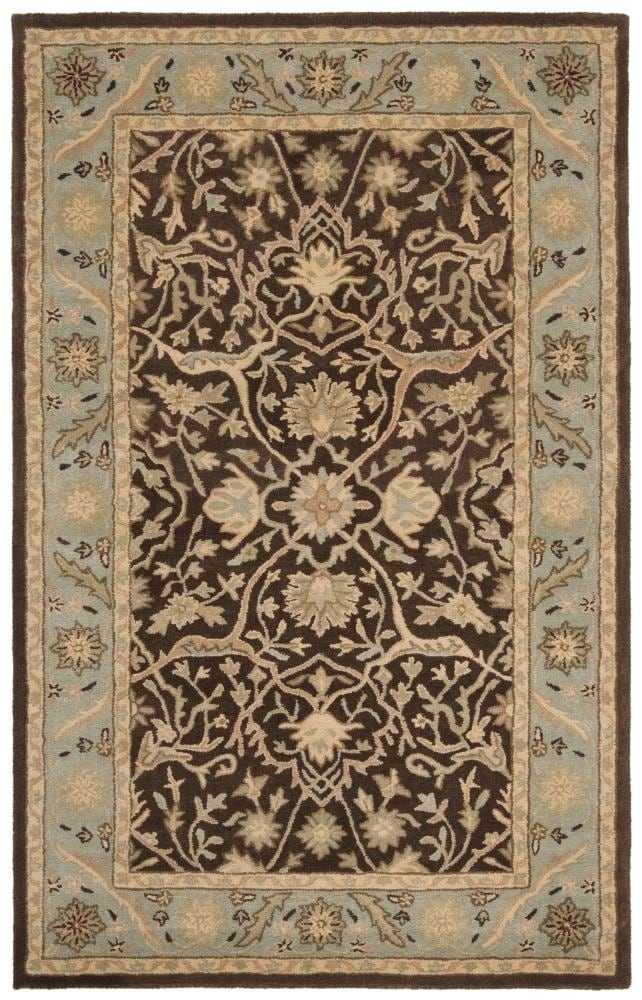 Safavieh AT14F-4 Antiquity Bibika 4 x 6 (ft) Tufted Wool Brown/Green Rectangular Indoor Floral/Botanical Vintage Area rug