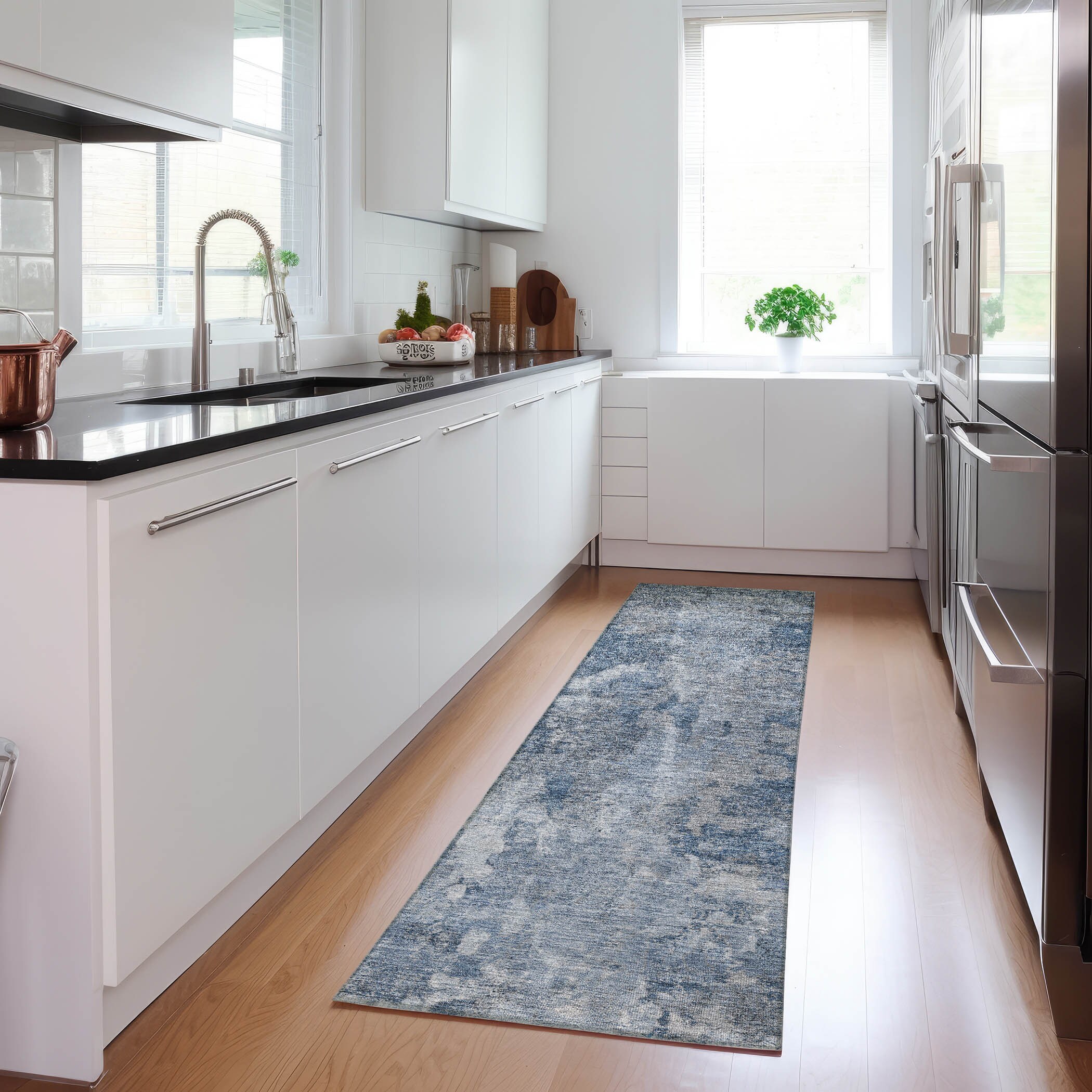 Addison Rugs ACN573BU2X8 Chantille ACN573BU 2 x 7 (ft) Polyester Blue Rectangular Indoor/Outdoor Geometric Mid-Century Modern Machine washable Area rug