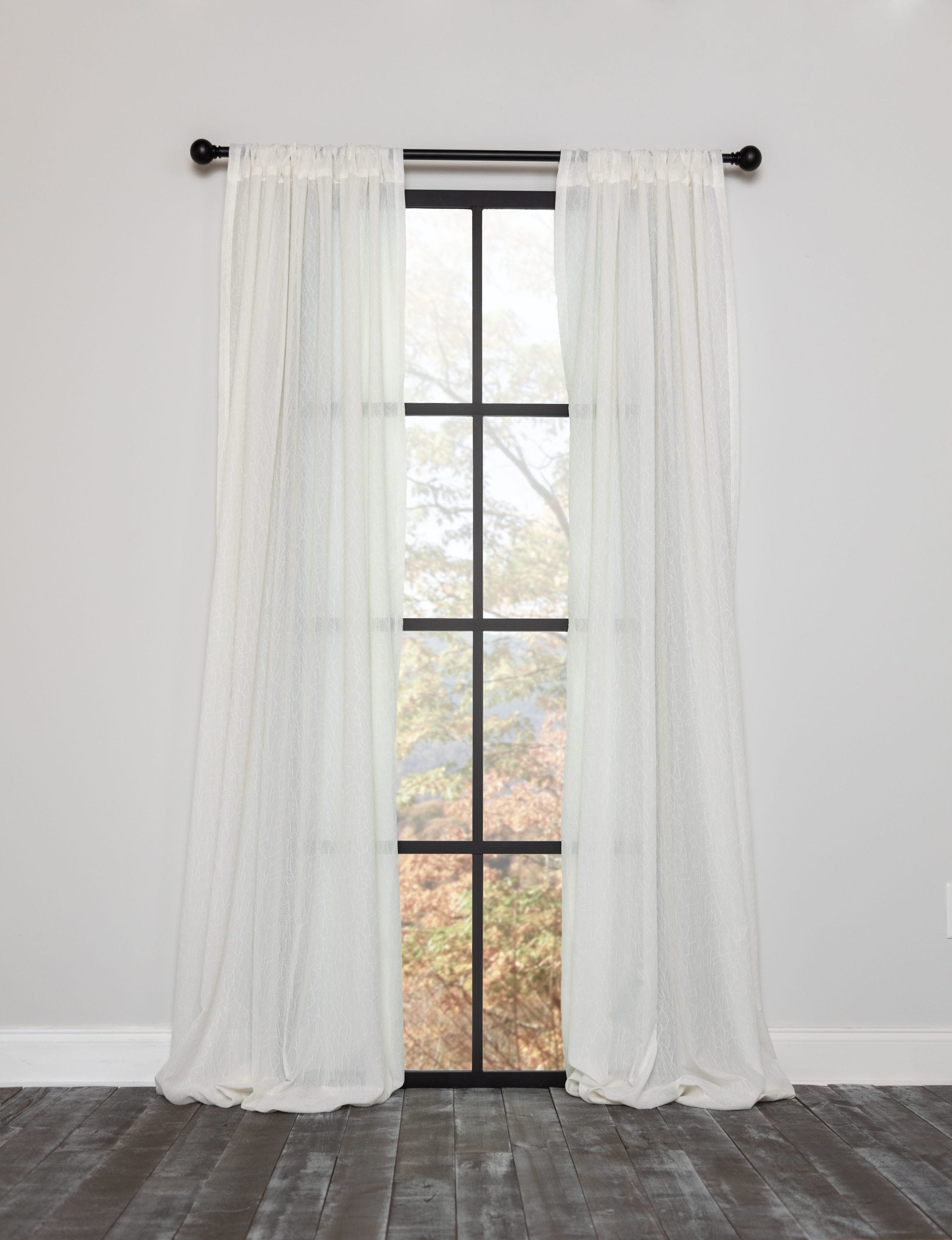 MANOR LUXE ML1932554108IV 108-Inches Ivory Semi-sheer Rod pocket Single curtain panel