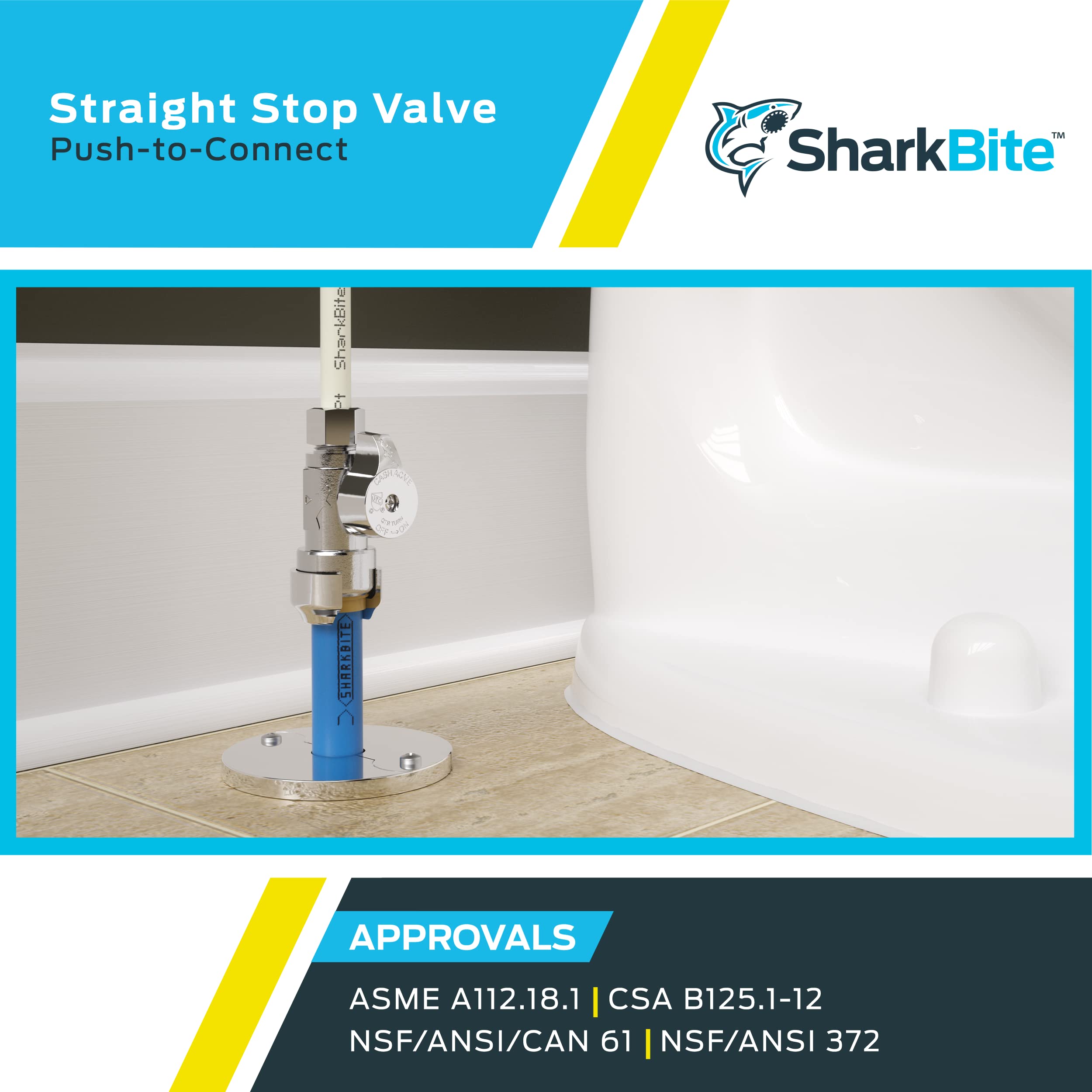 SharkBite 12 x 38 in Brass Push Straight Stop Valve QuarterTurn Pack of ...