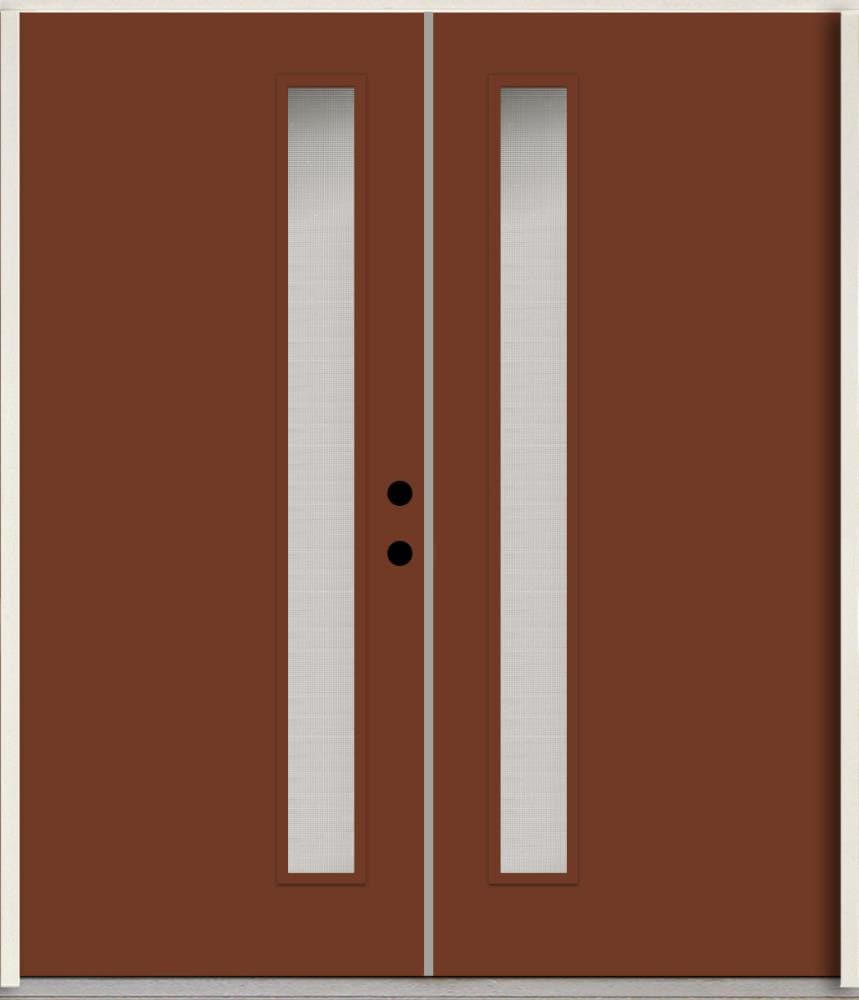 RELIABILT LO1065528 Spotlights 64-in x 80-in x Fiberglass 1/4 lite Left-hand inswing Fox Tail Paint Painted Prehung Double Front Door Insulating core