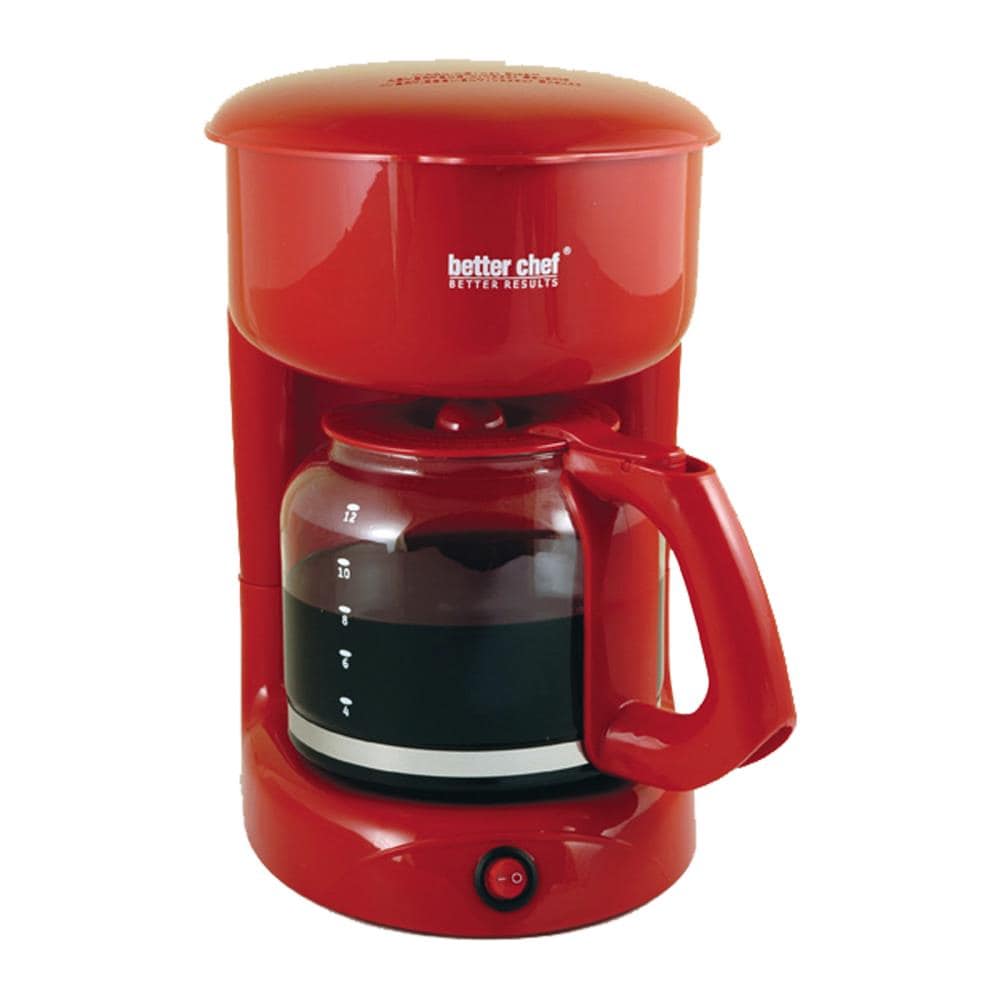 Better Chef 4-Cup Compact Coffee Maker with Removable Filter Basket, Red