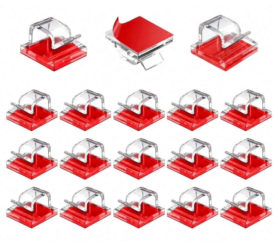 Aoibox  Clear Self Adhesive Cable Clips 100 Pack Small Cord Organizer for Desk Wall Car and TV Wires PA66