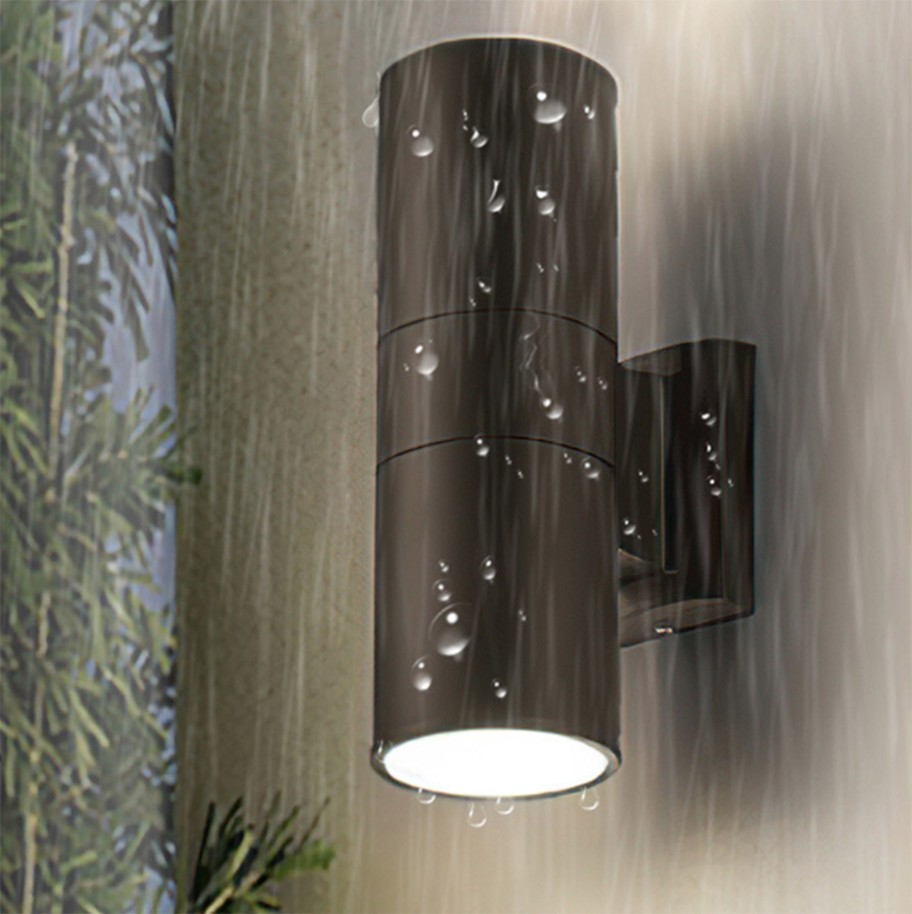 LamQee 06FTL0019AWT 2 -Light 6.3-in H Brushed Aluminum Hardwired Outdoor Wall Light
