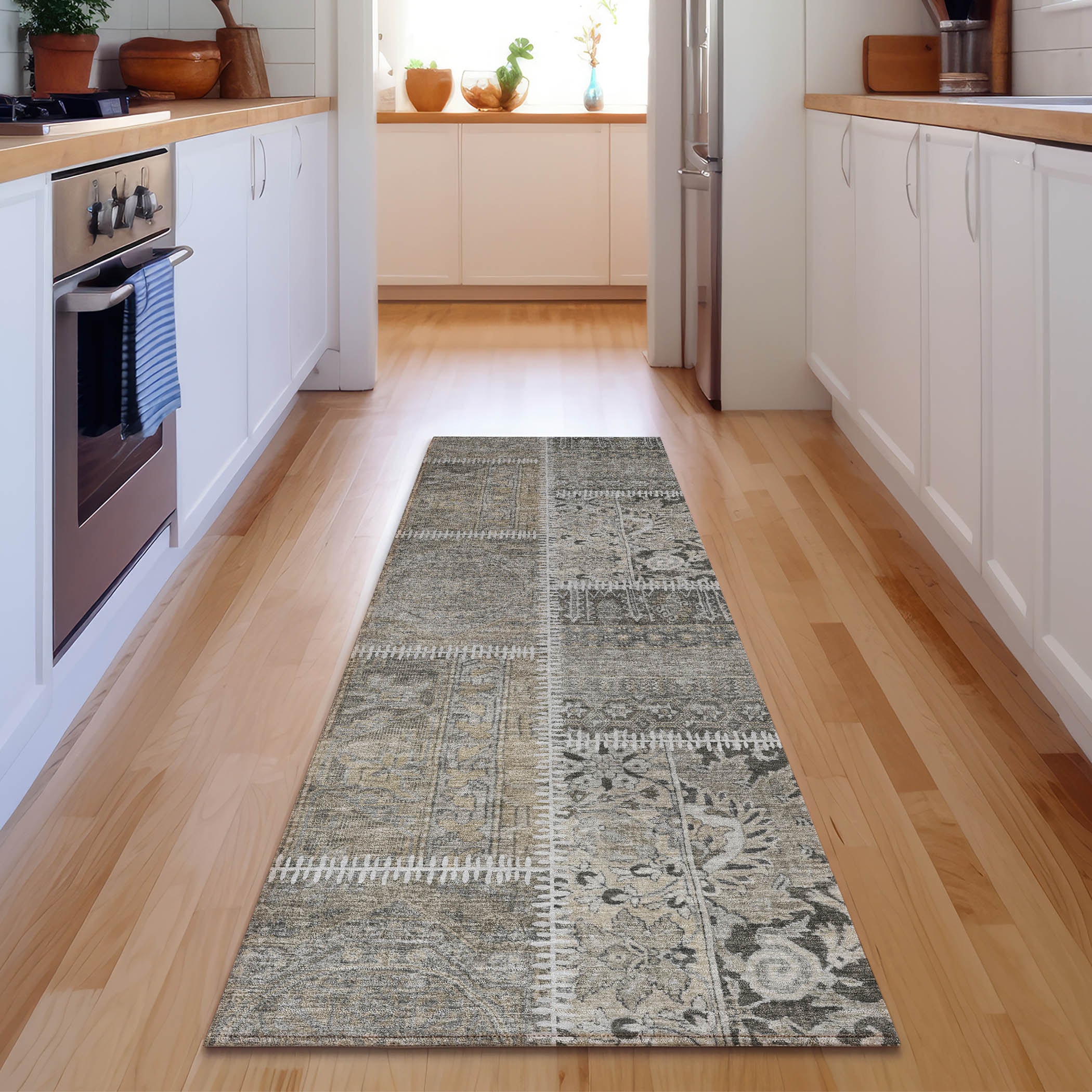 Addison Rugs AMF635TP2X8 Mayfield AMF635TP 2 x 7 (ft) Polyester Brown Rectangular Indoor Floral/Botanical Machine washable Runner rug