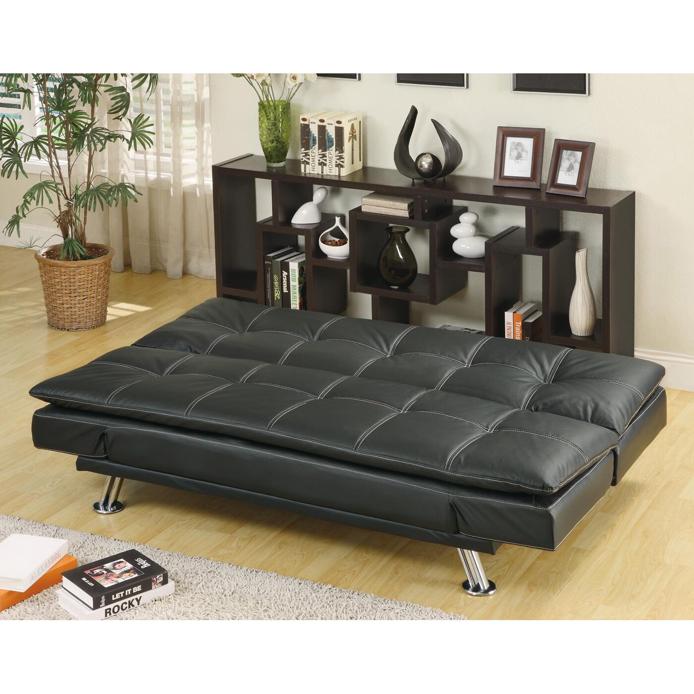 Coaster Fine Furniture Black Vinyl Sofa Bed in the Futons & Sofa Beds ...