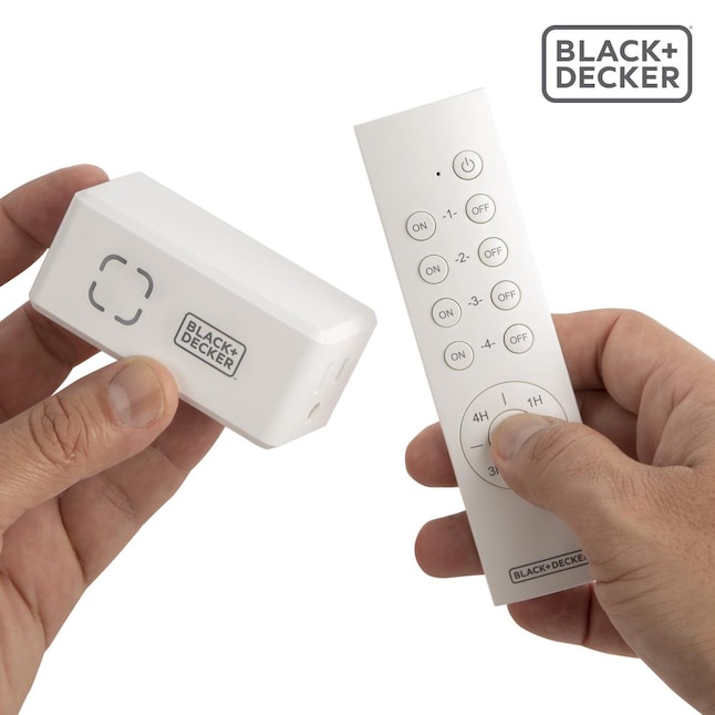 Black + Decker Set of 2 Wireless Remote-Control Timer Outlets ,White