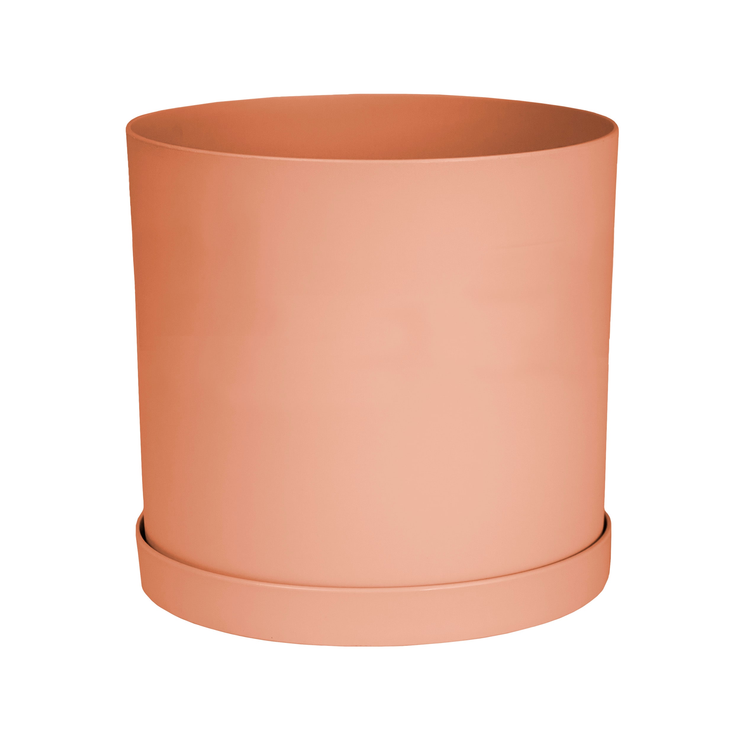 Bloem MAT1047 Round 9.62-Inches W Medium Orange Plastic Contemporary/Modern Indoor/Outdoor Planter with Drainage Holes Attached Saucer
