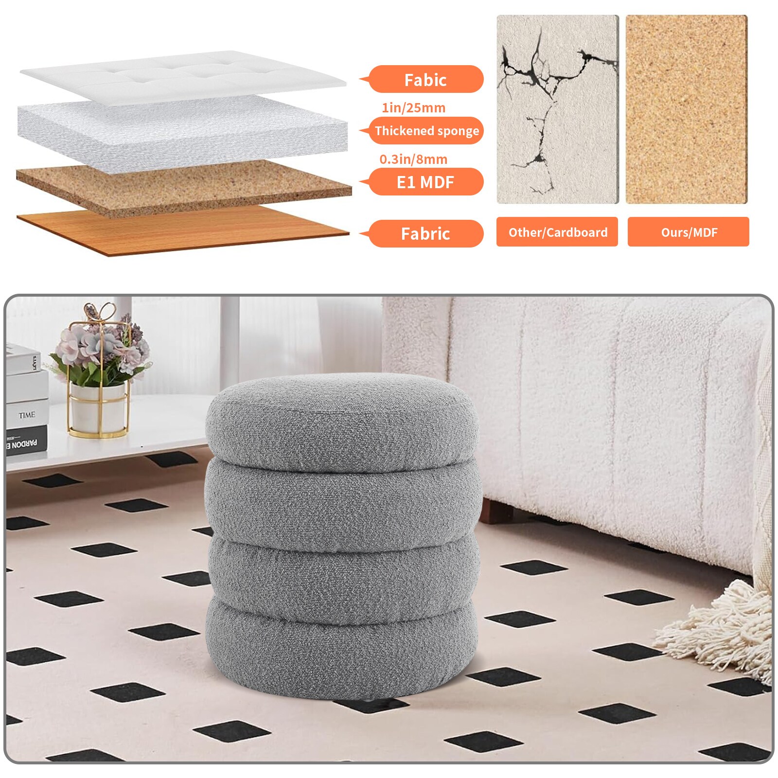 BWE A-9STOOL-05-GY Indoor-Ottomans - View #3