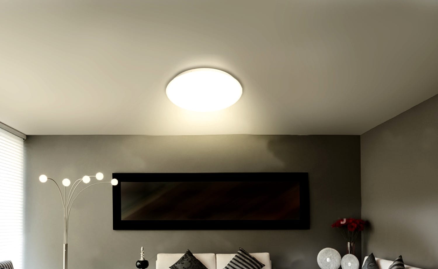 Utilitech Round flushmount 1-Light 14-in White LED Flush Mount Light in ...