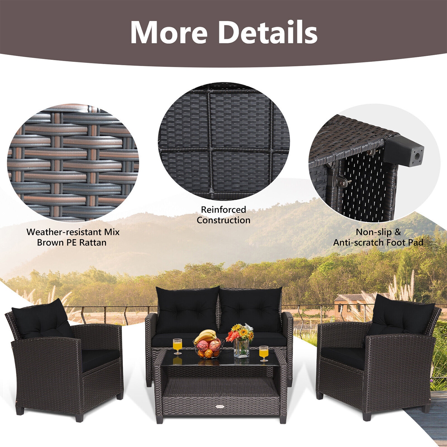 WELLFOR OUJ66742BK+ Patio-Conversation-Sets - View #3