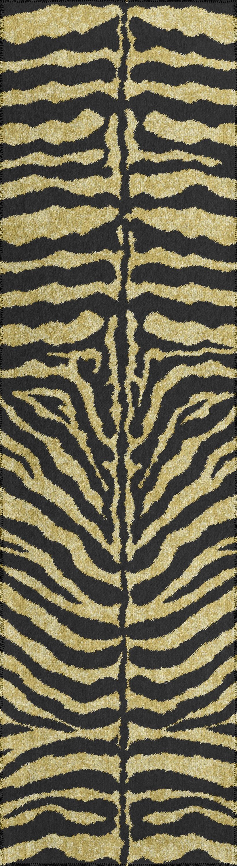 Addison Rugs ASF31GI2X8 Safari 2 x 8 (ft) Chenille Gilded Rectangular Indoor/Outdoor Animal print Bohemian/Eclectic Machine washable Runner rug