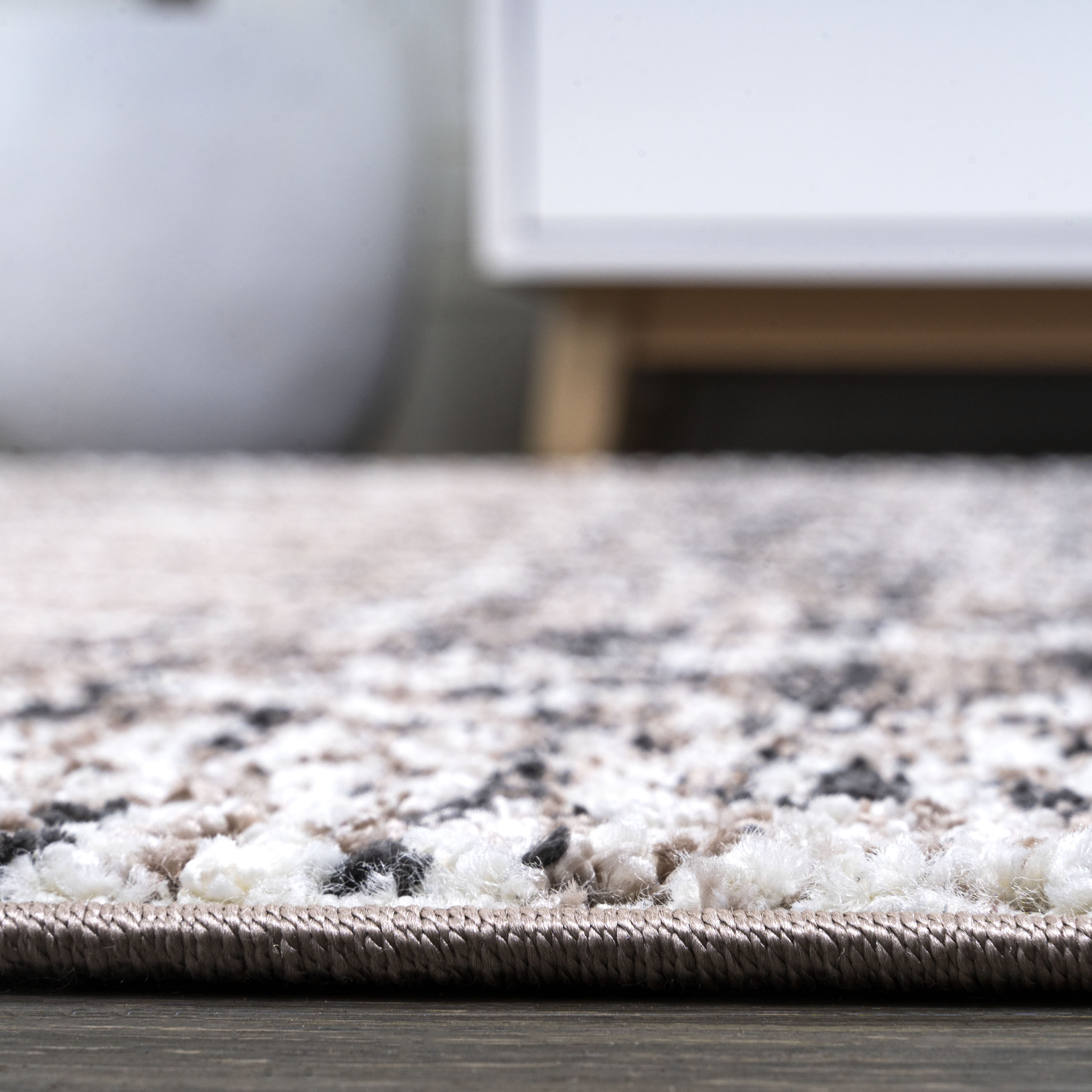 Ivory and Brown Moroccan-Inspired Easy-Care Area Rug