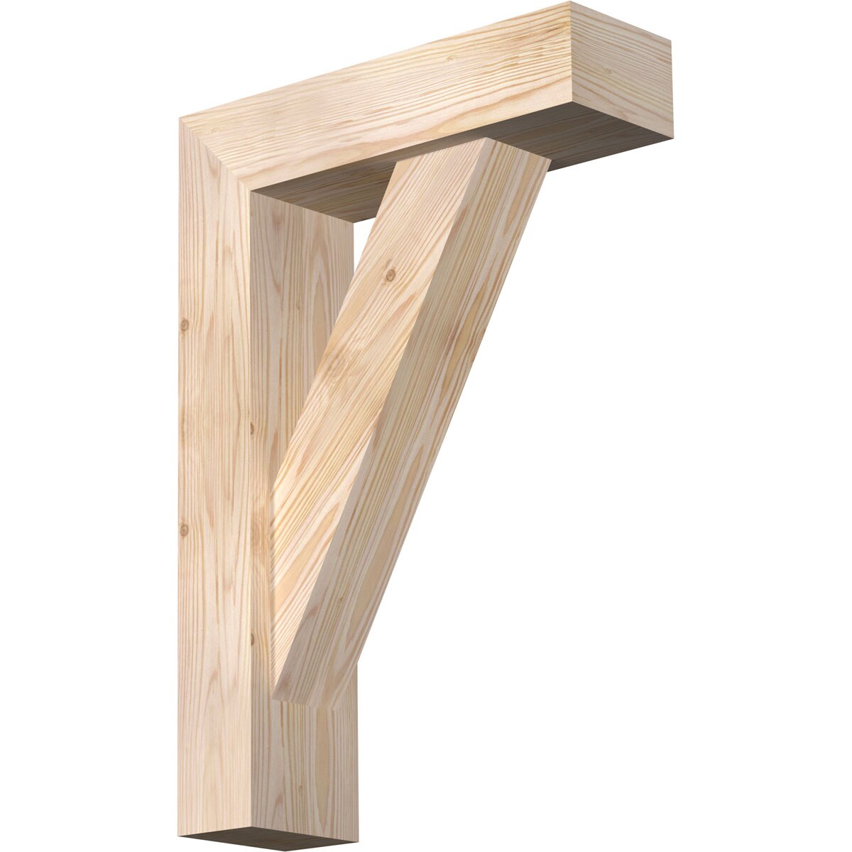 Ekena Millwork 1465036 Traditional block smooth bracket with offset brace Douglas Fir Wood Standard Bracket