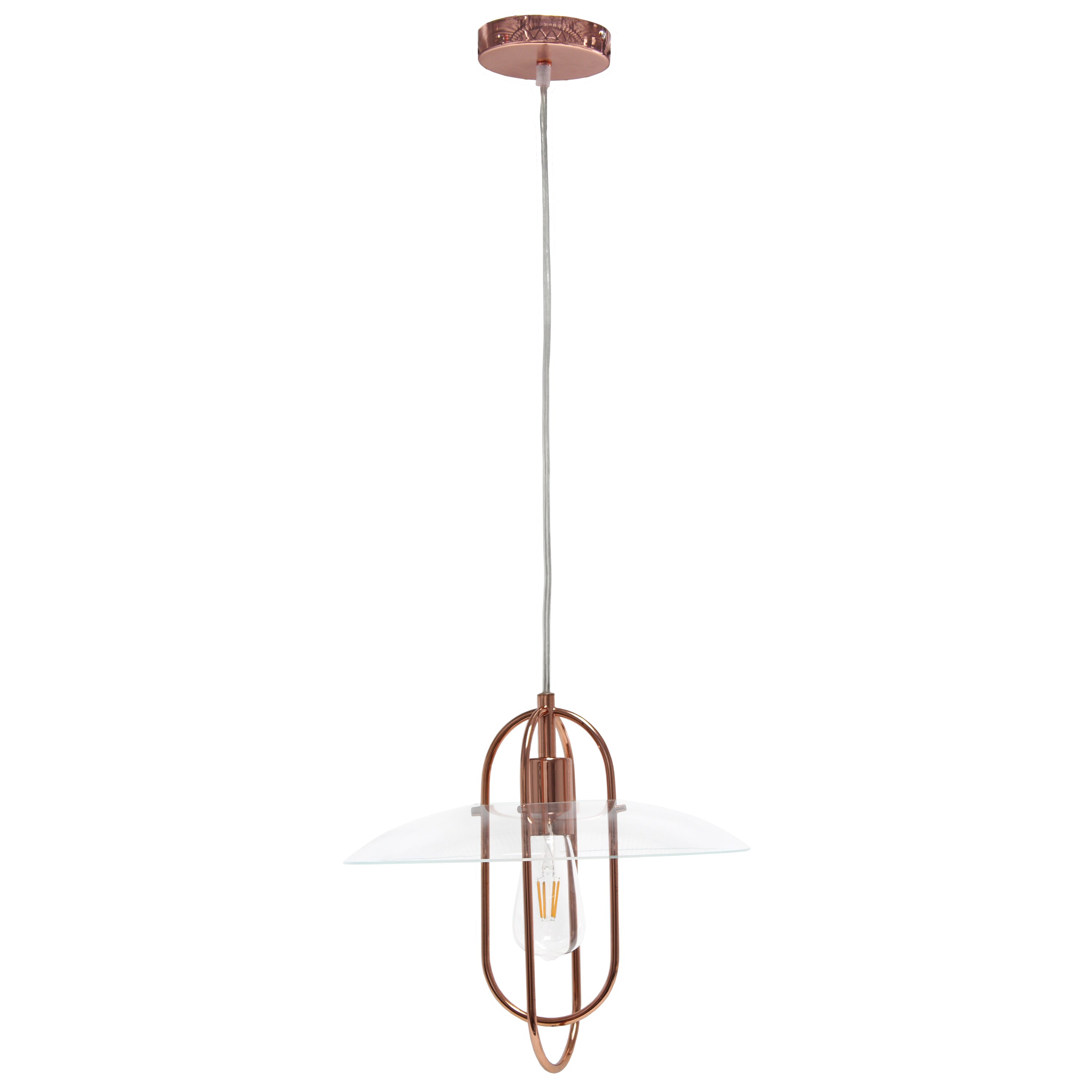 Lalia Home LHP-2000-RG Studio Loft Rose Gold Modern/contemporary Clear glass Cone Medium Hanging Pendant light