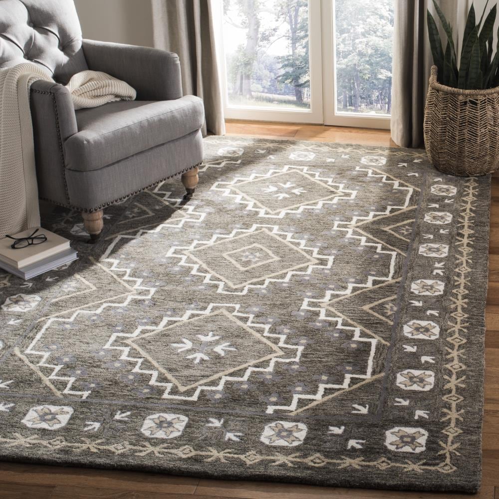 Bella 4' x 6' Brown and Taupe Hand-Tufted Wool Area Rug