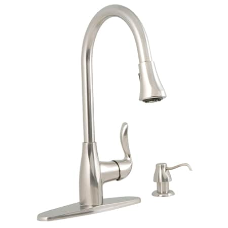 AquaSource Stainless Steel Single Handle Pull Down Kitchen Faucet With   00628986 