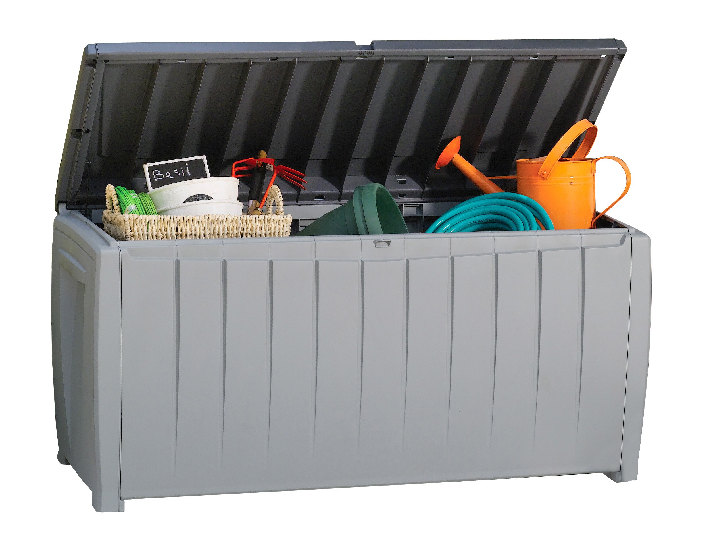 Keter 90 Gallon Black and Gray Lockable Plastic Deck Box
