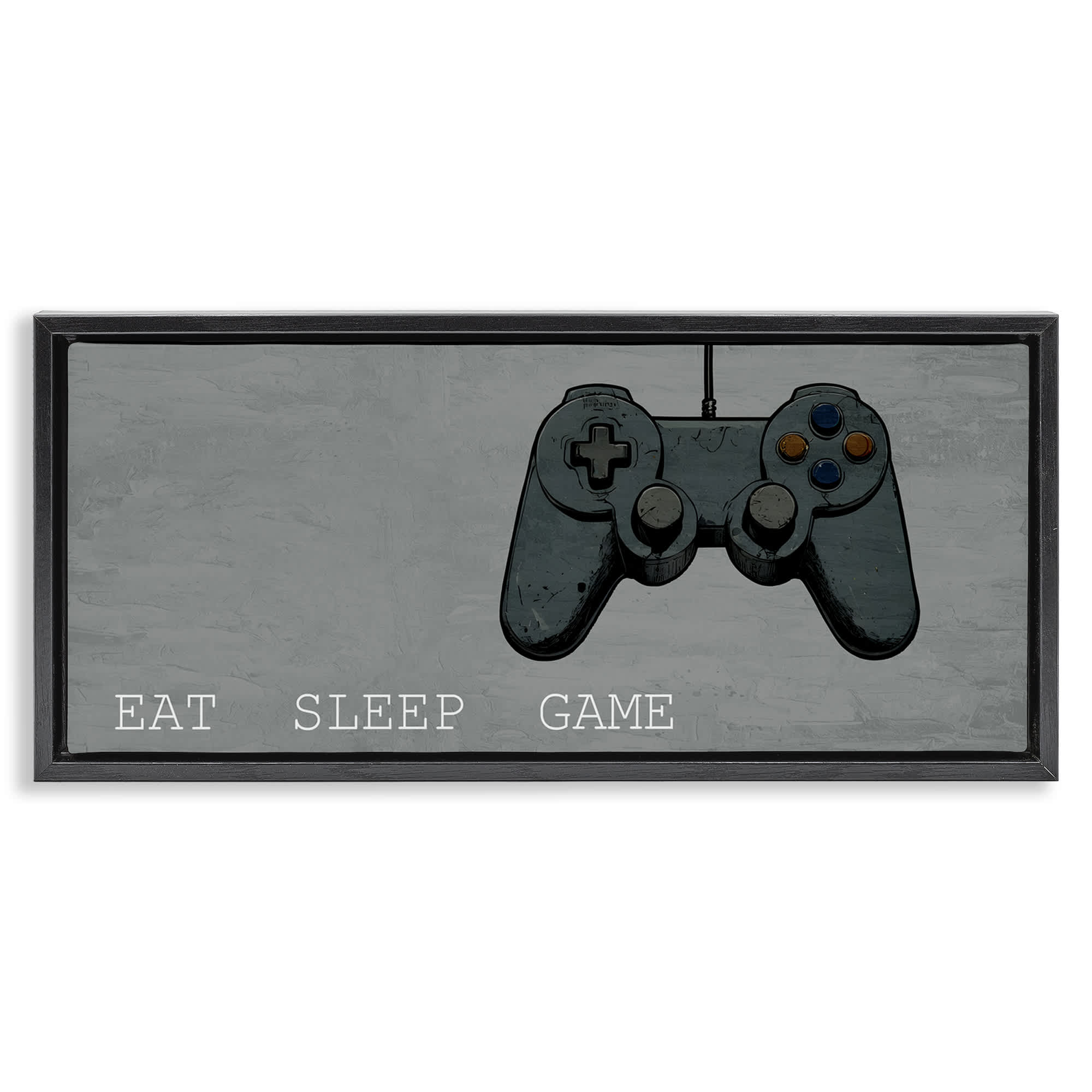 Stupell Industries BS-062-FFB-13X30 Eat Sleep Game Hobby Black Framed Floater Canvas Wall Art By Kim Allen 31 x 14