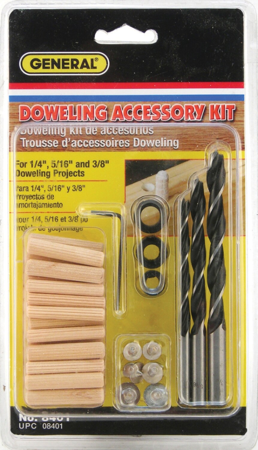 WEN JN038D 3/8 in. Wooden Doweling Kit with Drill Bit, Stop Collar and Fluted Birch Wood Dowels