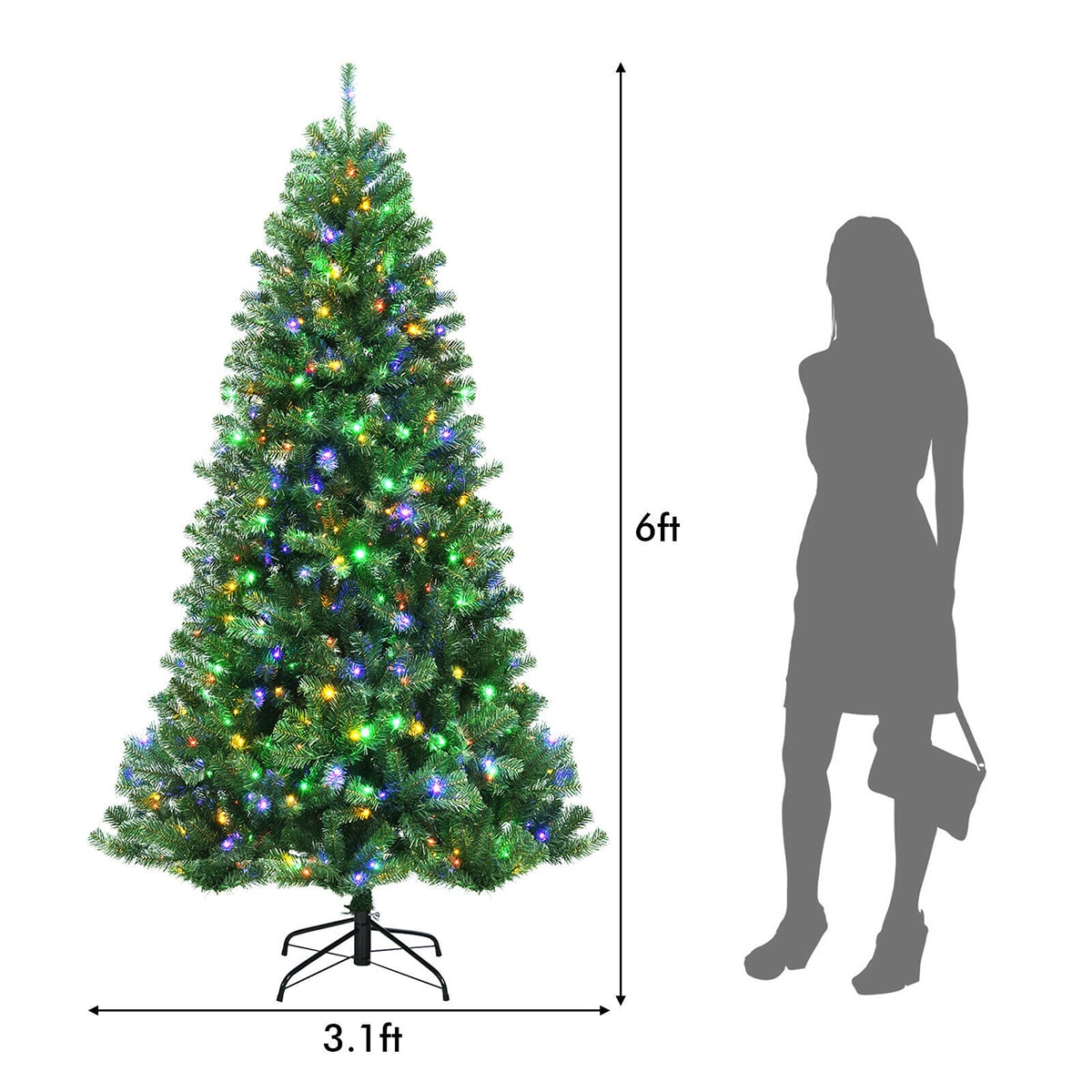 Costway 6FT Pre-Lit Hinged Christmas Tree Snow Flocked w/9 Modes