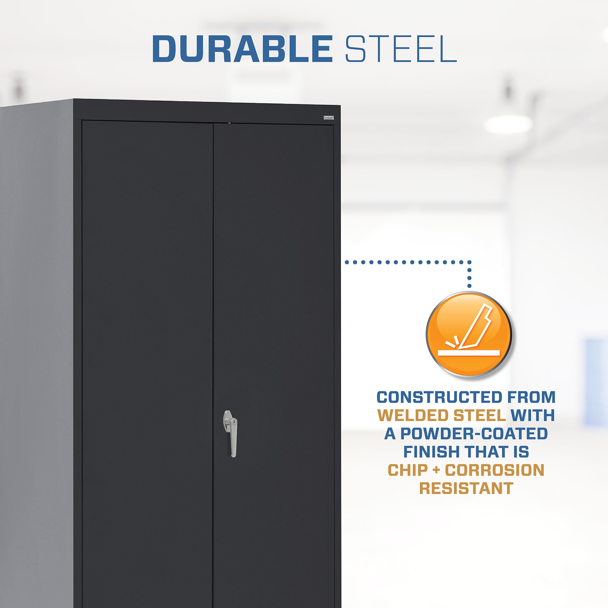 Black Freestanding Lockable Office Cabinet with Adjustable Shelving