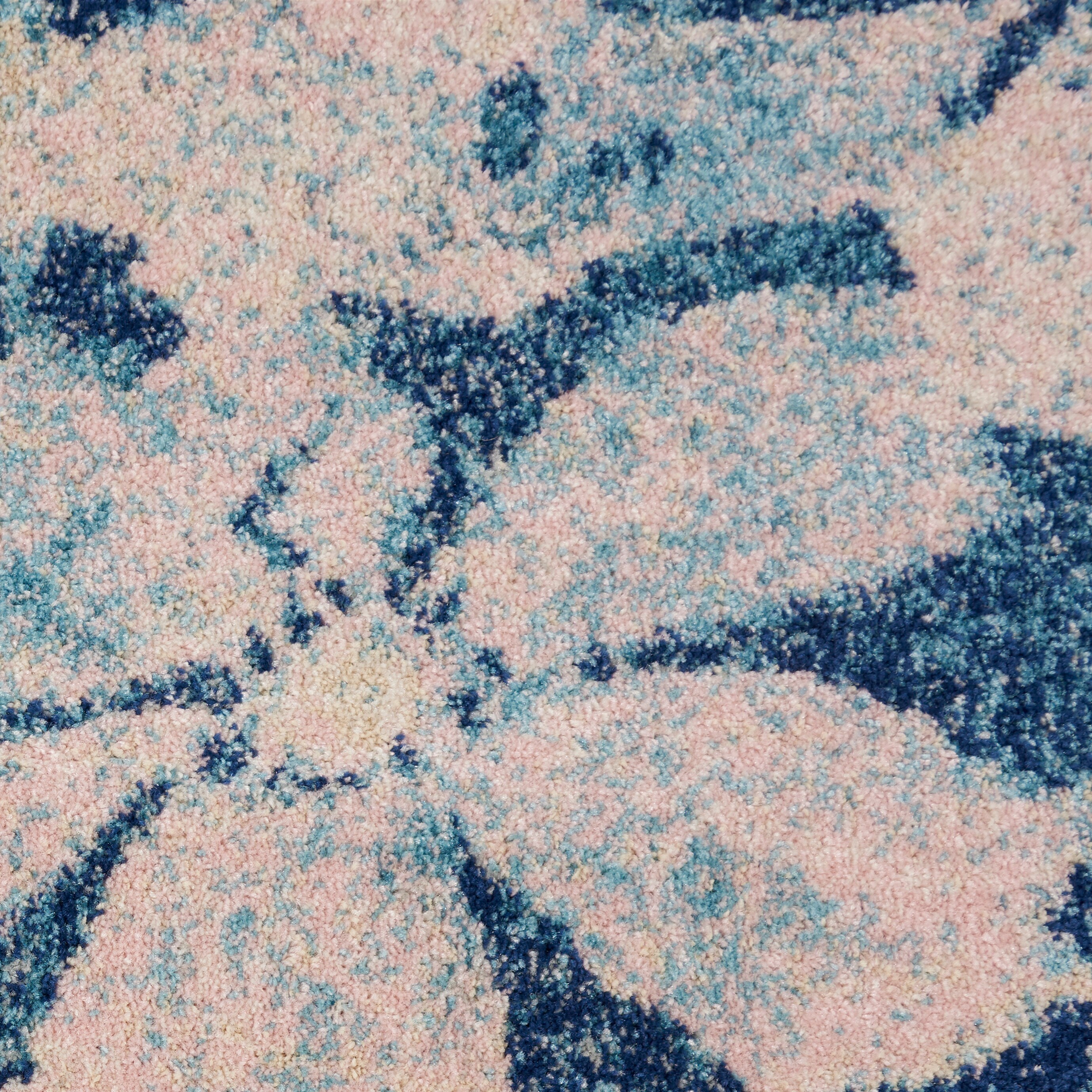 Navy Pink Floral Elegance Viscose 6' x 9' Area Rug